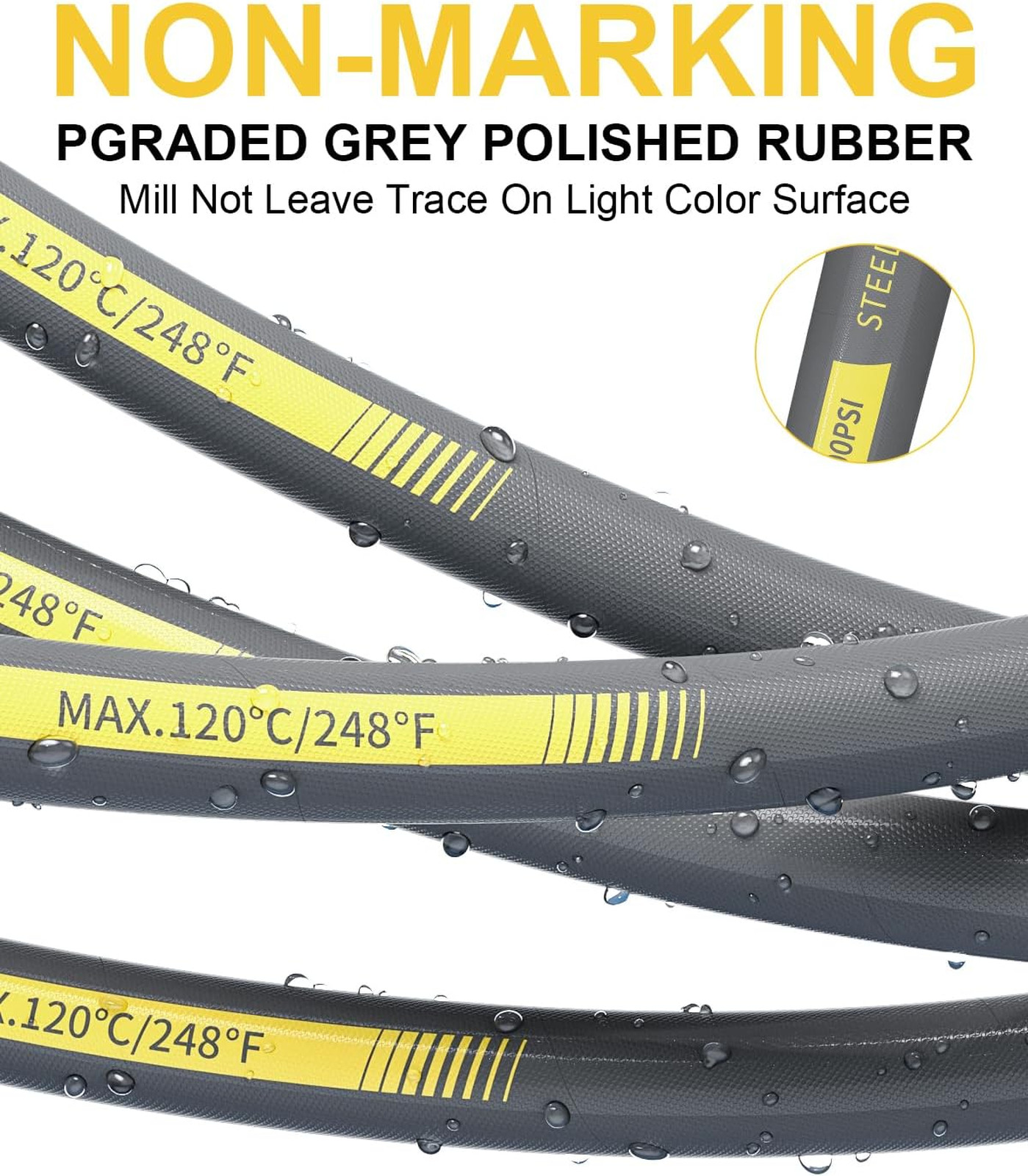 4800PSI Pressure Washer Hose 50FT with 3/8″ Swivel Quick Connect for Cold/Hot