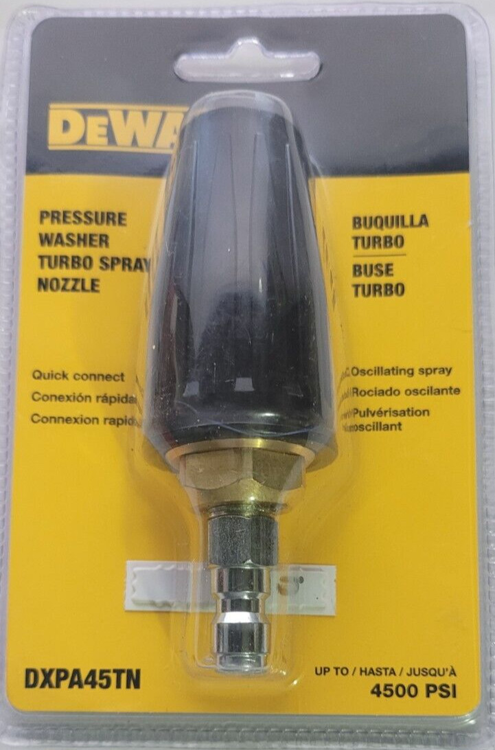 DEWALT 4500 PSI Turbo Nozzle powerful jet of oscillating water Model #DXPA45TN