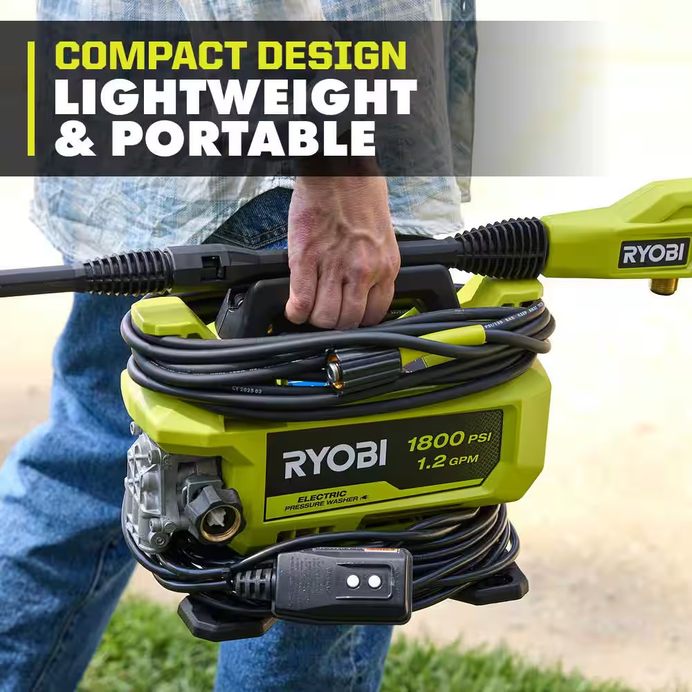 1800 PSI 1.2 GPM Cold Water Corded Electric Pressure Washer with Premium Foam Bl