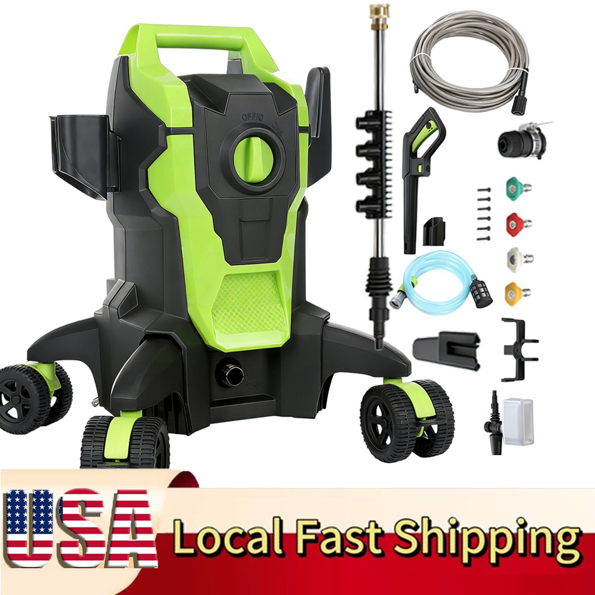 Electric Power Washer 2500 PSI 3.0 GPM Pressure Washer with 52FT Hose,nozzle USA