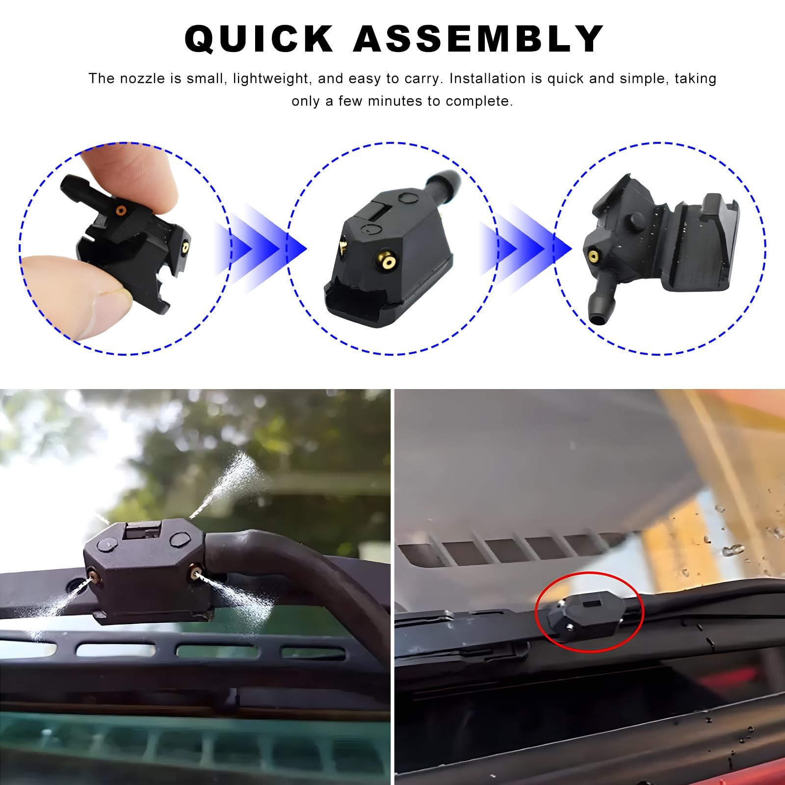 Suvnie 4 PCS Front Windshield Washer Nozzles, 4 0.79 x 0.51 inches, 2