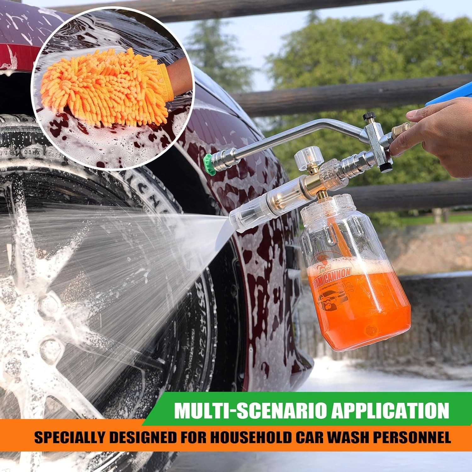 Fast Shipping Foam Cannon for Pressure Washer Snow Foam Lance 1/4″ + 5 Nozzles