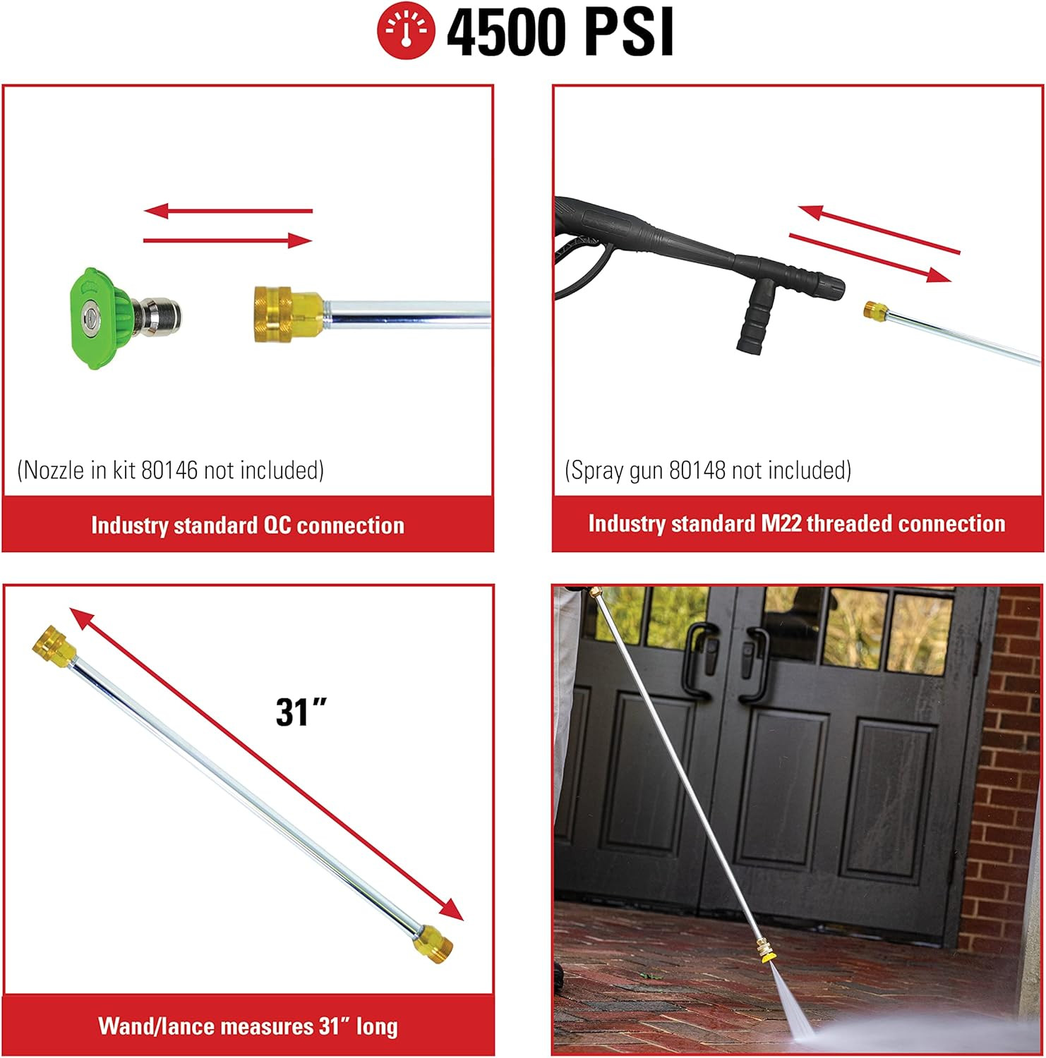 Cleaning 80479 Universal 31-Inch Pressure Washer Wand for Cold Water Use up to 4