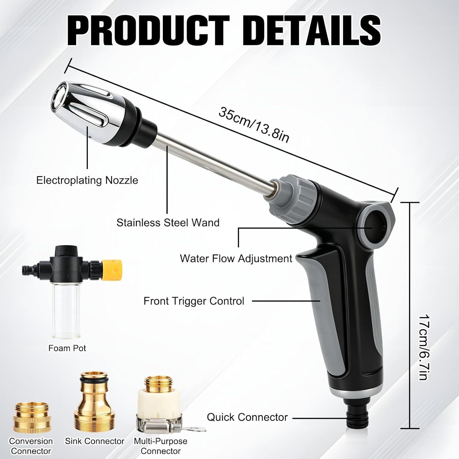 Leak-Proof High Pressure Washer Gun for Yard, Car & Pet Washing – Metal Build