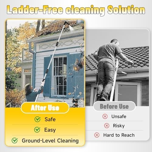 12ft (20ft Reach) Gutter Cleaning Tools from The Ground, Telescoping Rain Gutter