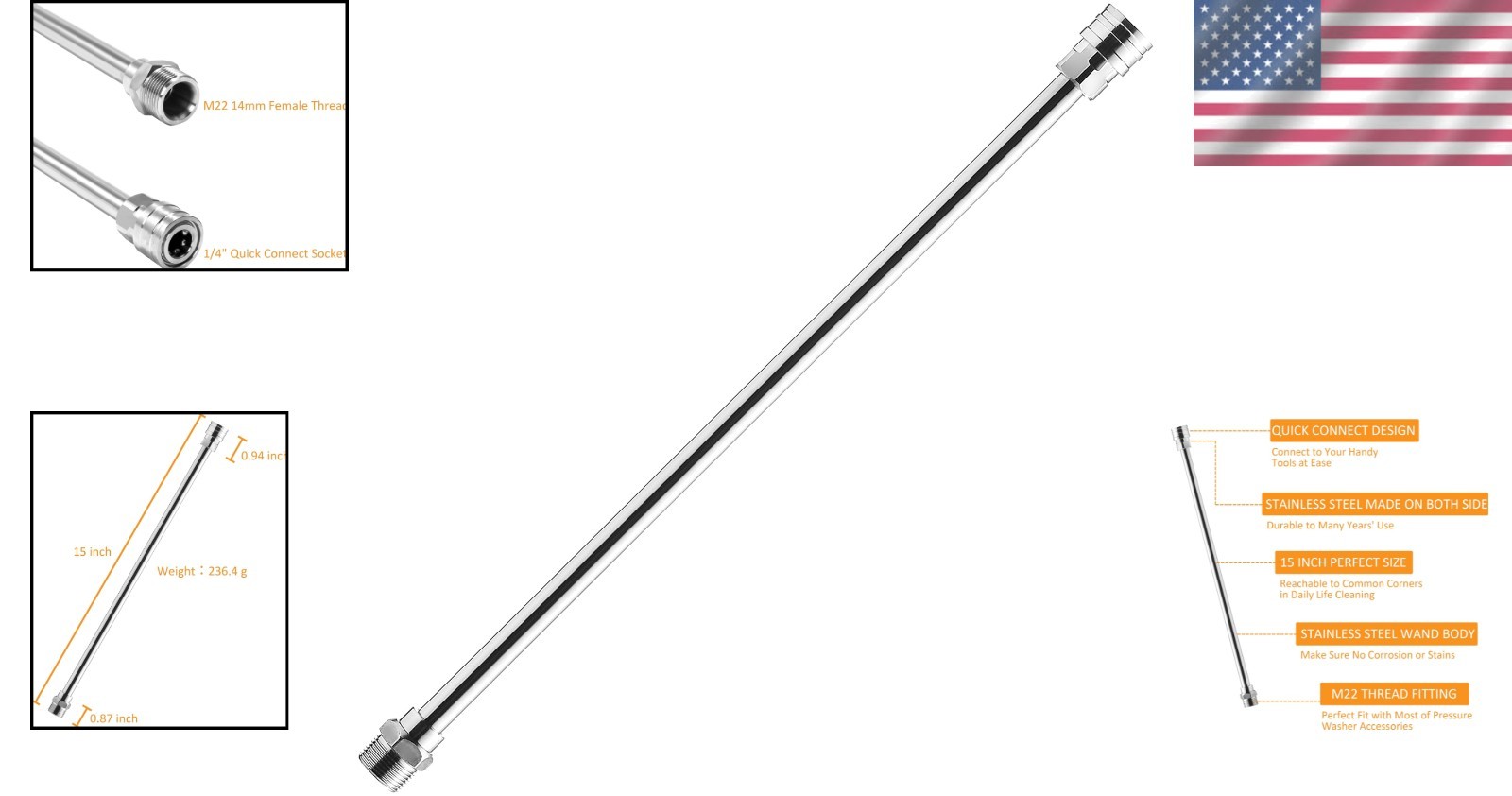 Stainless Steel Extension for Pressure Washer