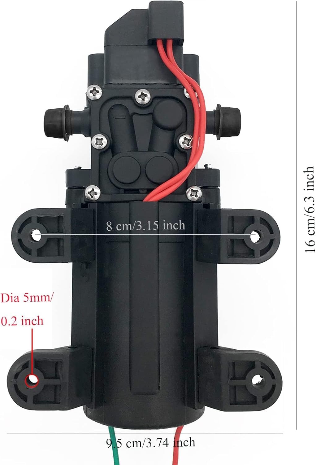 12V DC Fresh Water Pump with 2 Hose Clamp 12 Volt Diaphragm Pump Self Priming