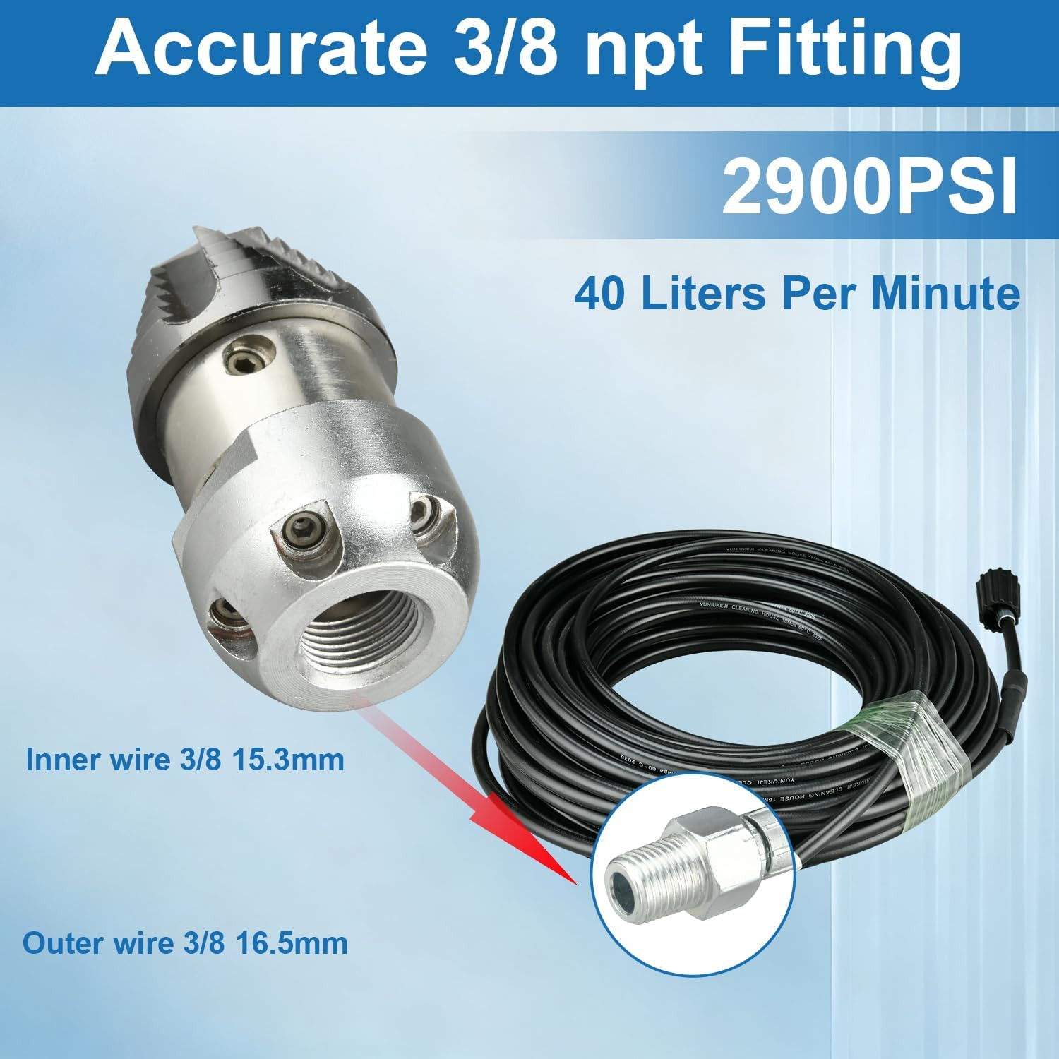 Z1UTOMORO Sewer Jetter for Pressurewasher – 3/8″ NPT Mushroom Nozzle | Compatibl