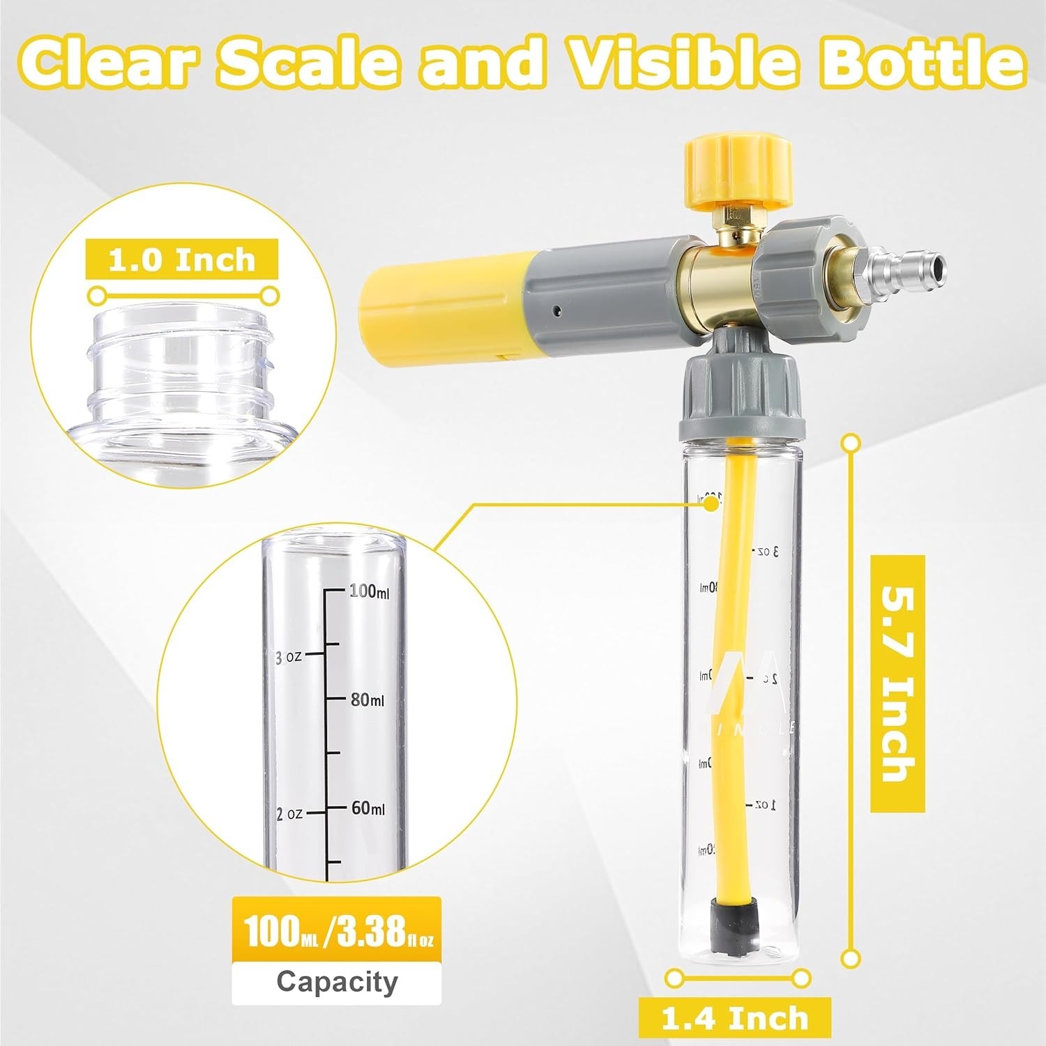 Concentrate Foam Cannon with Pressure Washer Gun 5 Nozzle Tips 1/4 Quick Connect