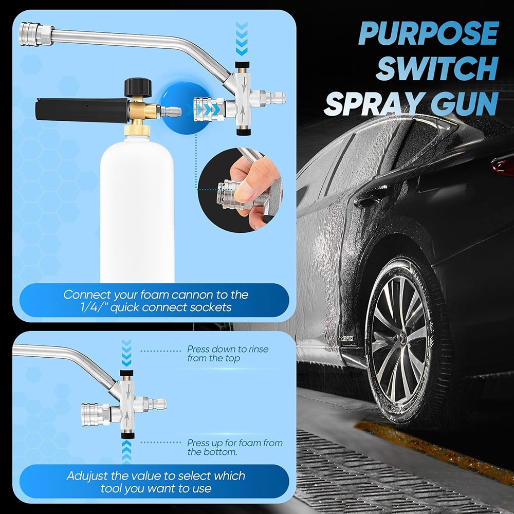Foam Cannon for Pressure Washer with Dual-Connector & Short Pressure Washer…