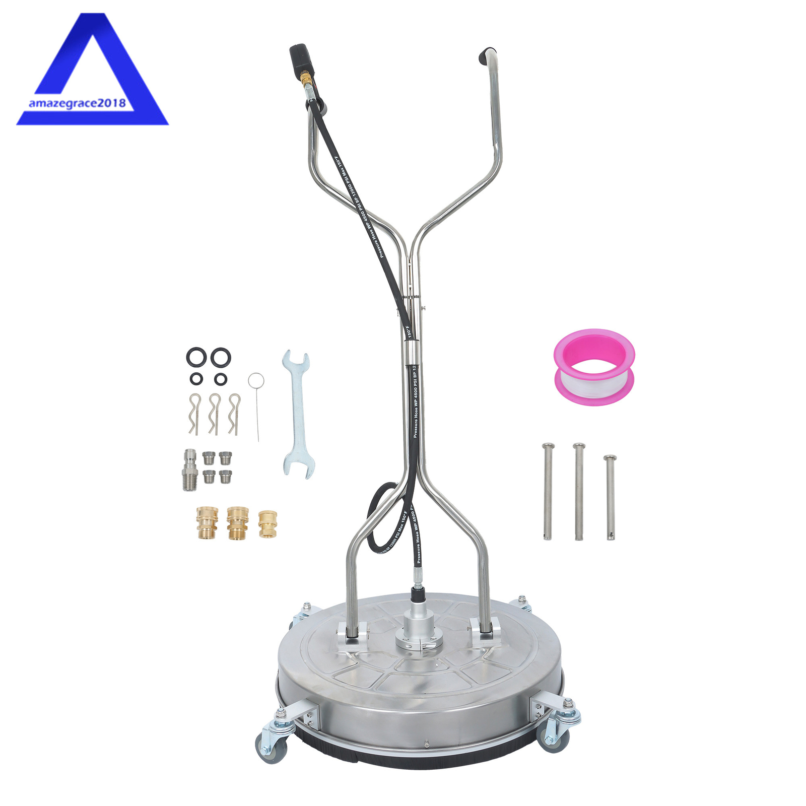 6000 PSI Pressure Washer Surface Cleaner 24″ w/ Handles & Wheels Quick Connect