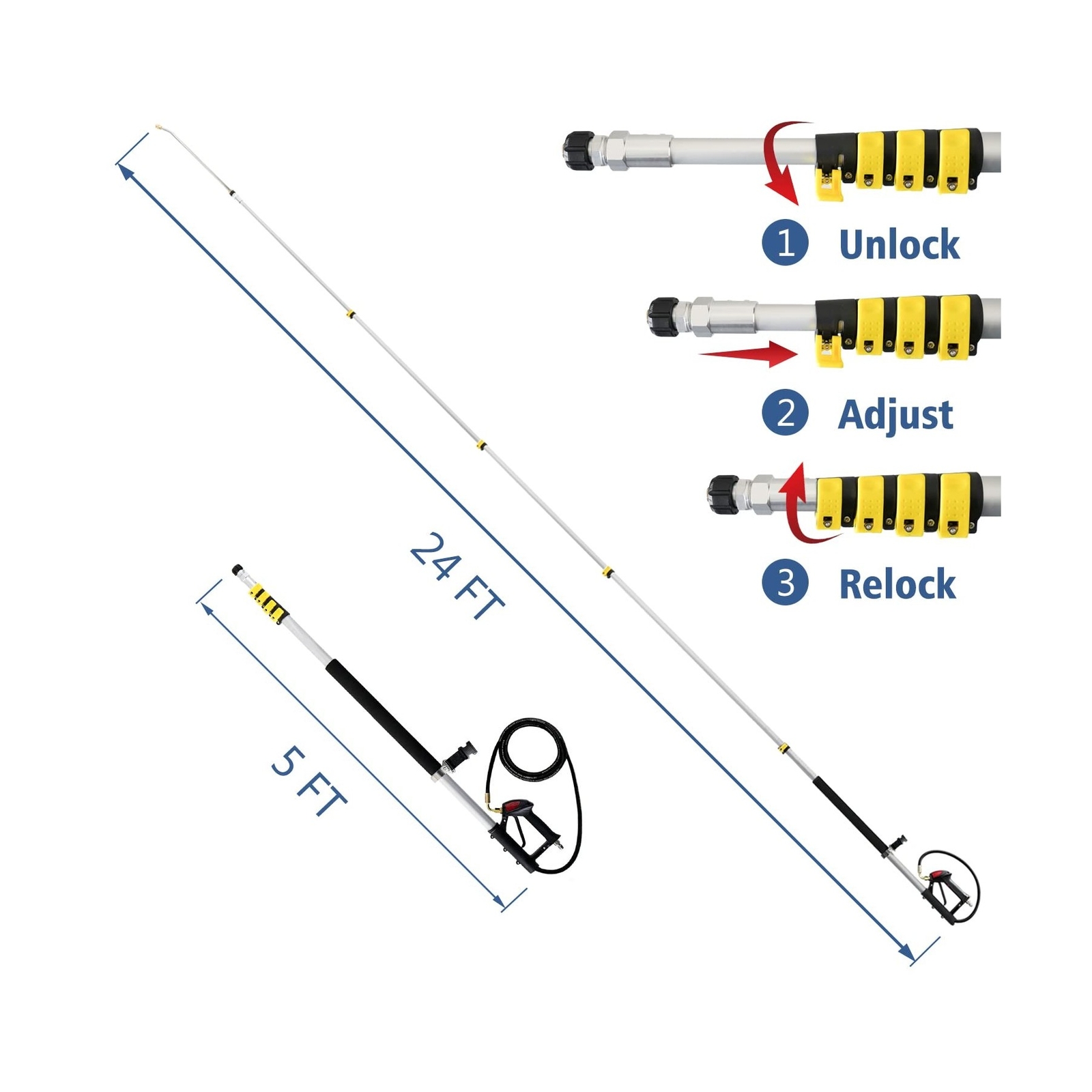 JANZ 20” Surface Cleaner and 24 FT Telescoping Wand Pro