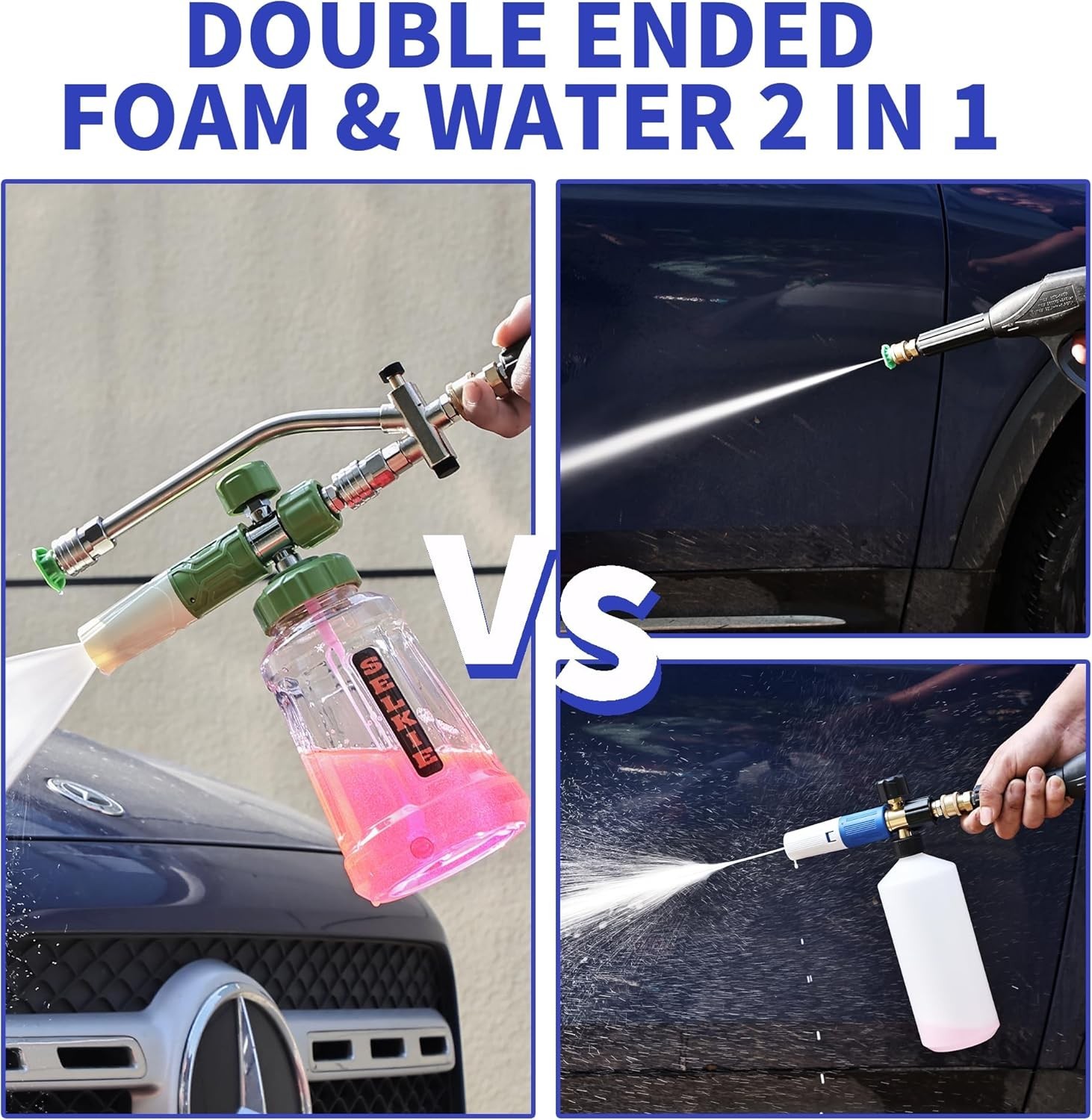 Foam Cannon with Dual Connector, Adjustable Pressure Washer Foam Blaster, 5