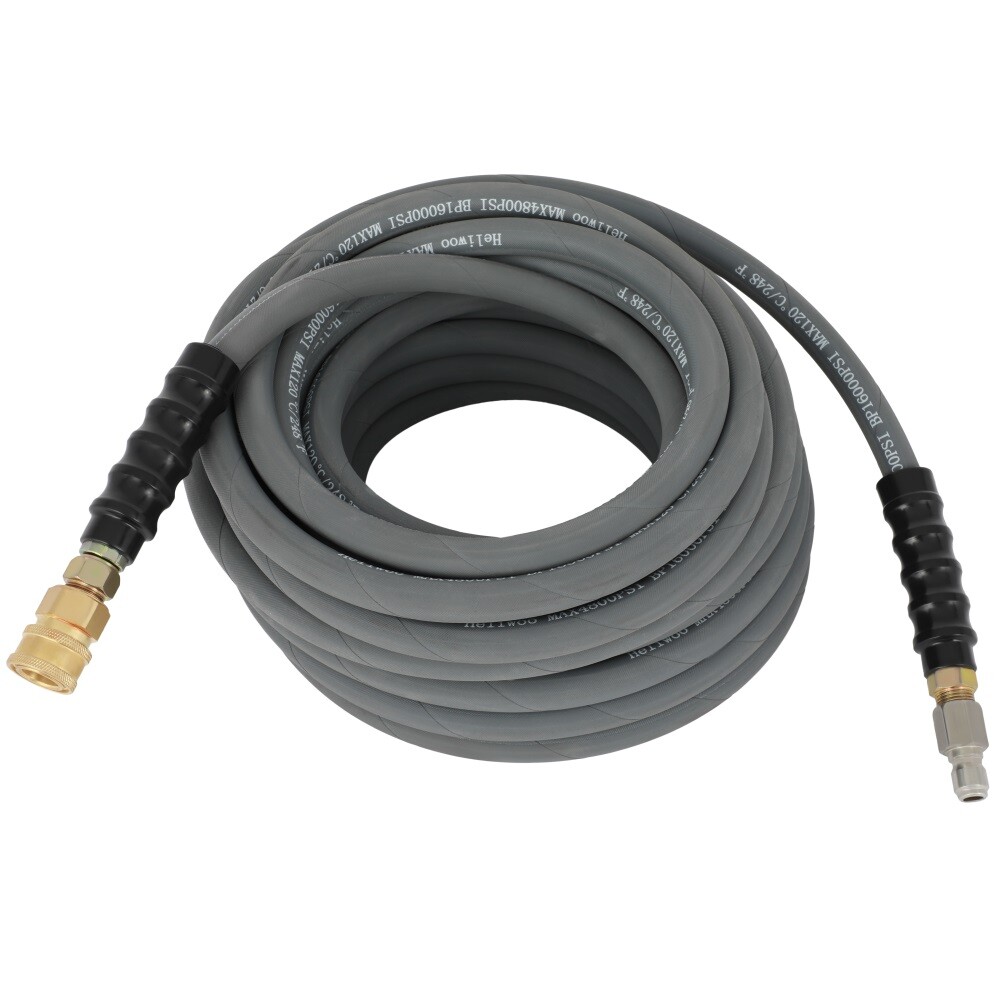 50ft x 3/8″ Pressure Washer Hose Non-Marking – 4000 PSI Gray With Couplers