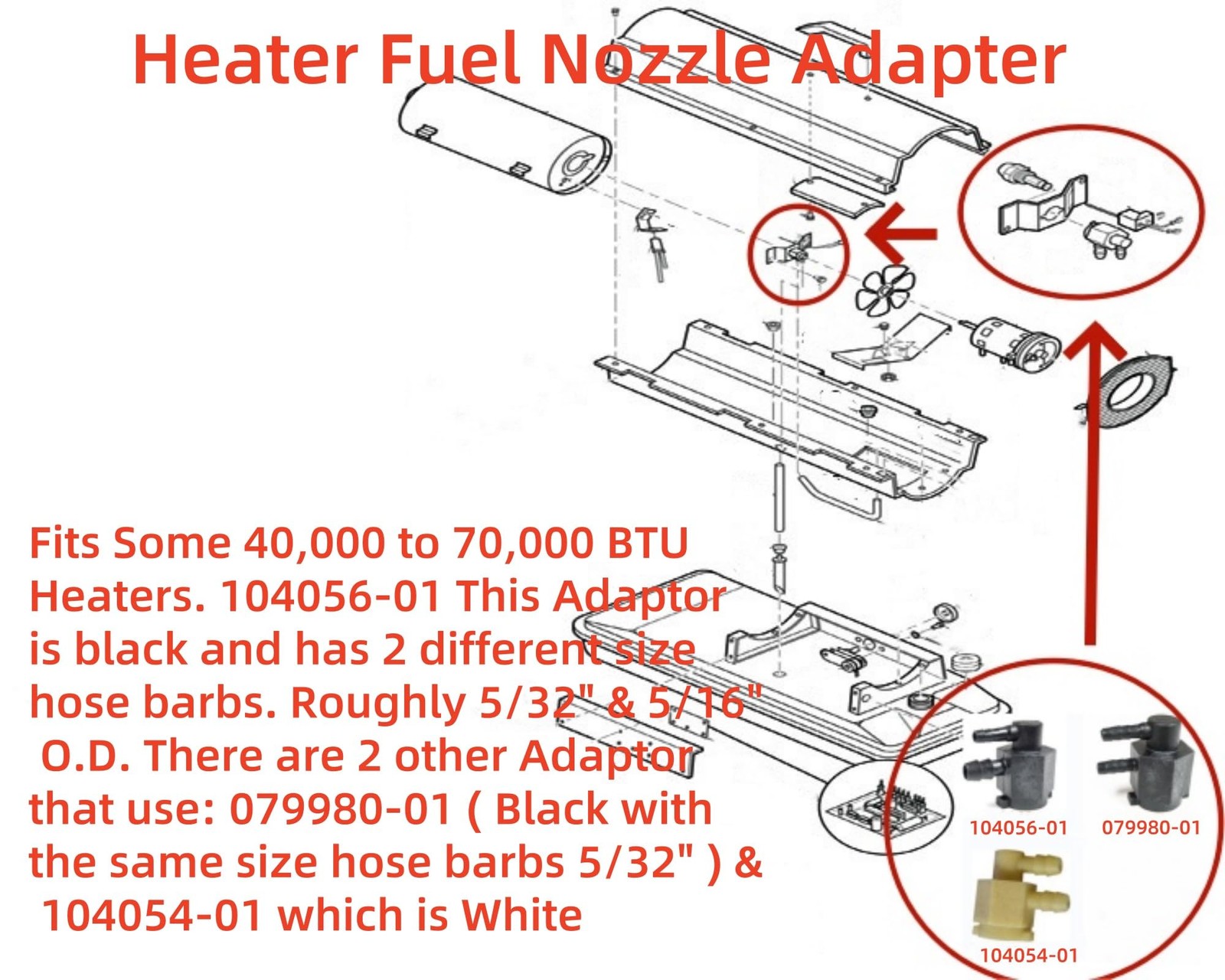 Dgdhf Replacement Heater Nozzle 1/8″，5/32″，5/16”, As shown in the picture