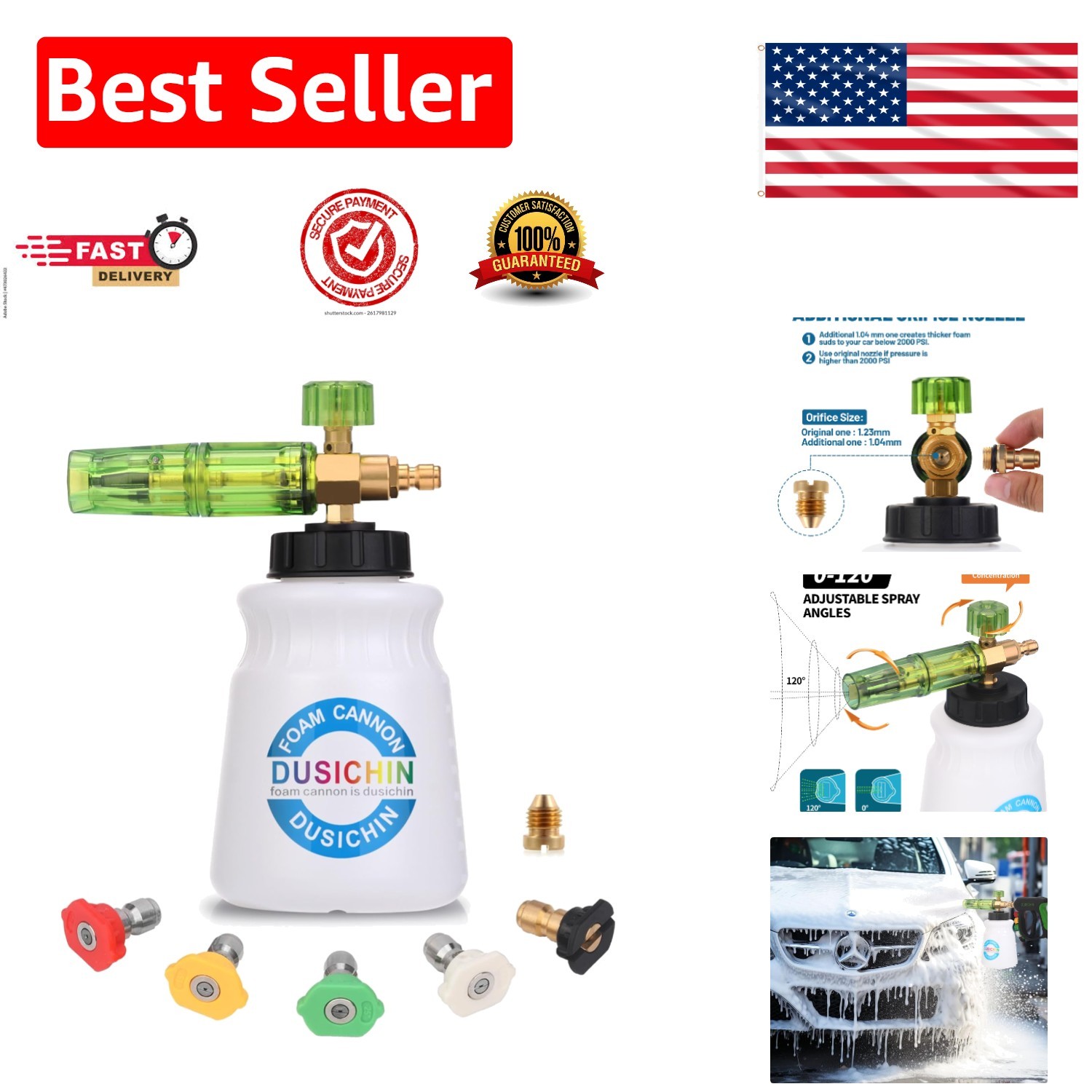 DUS-007 Professional Snow Foam Lance – 3000 PSI Compatible for Optimal Cleaning