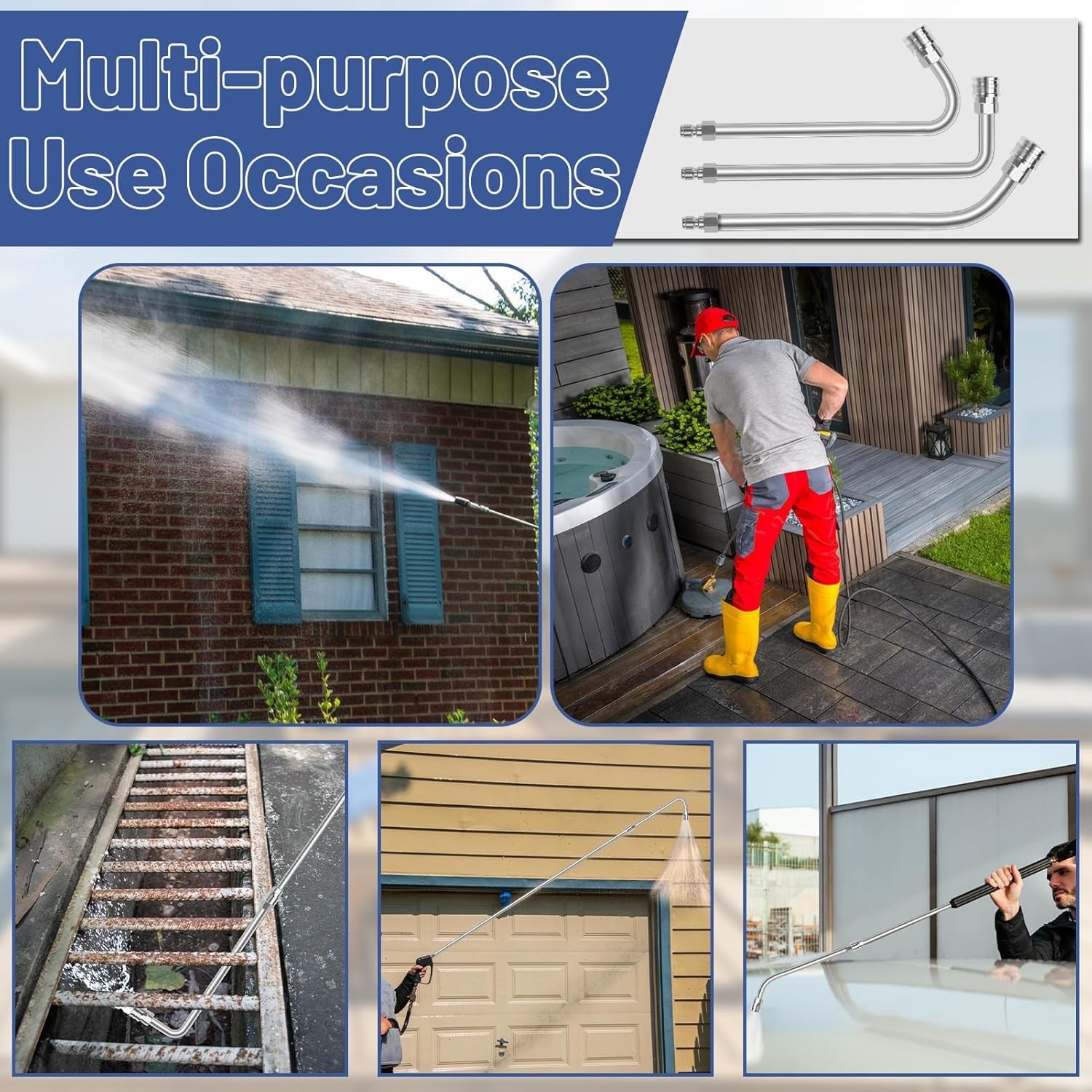 120″ Pressure Washer Extension Wand,2 Pack 60 Inch Stainless Steel Power Washer