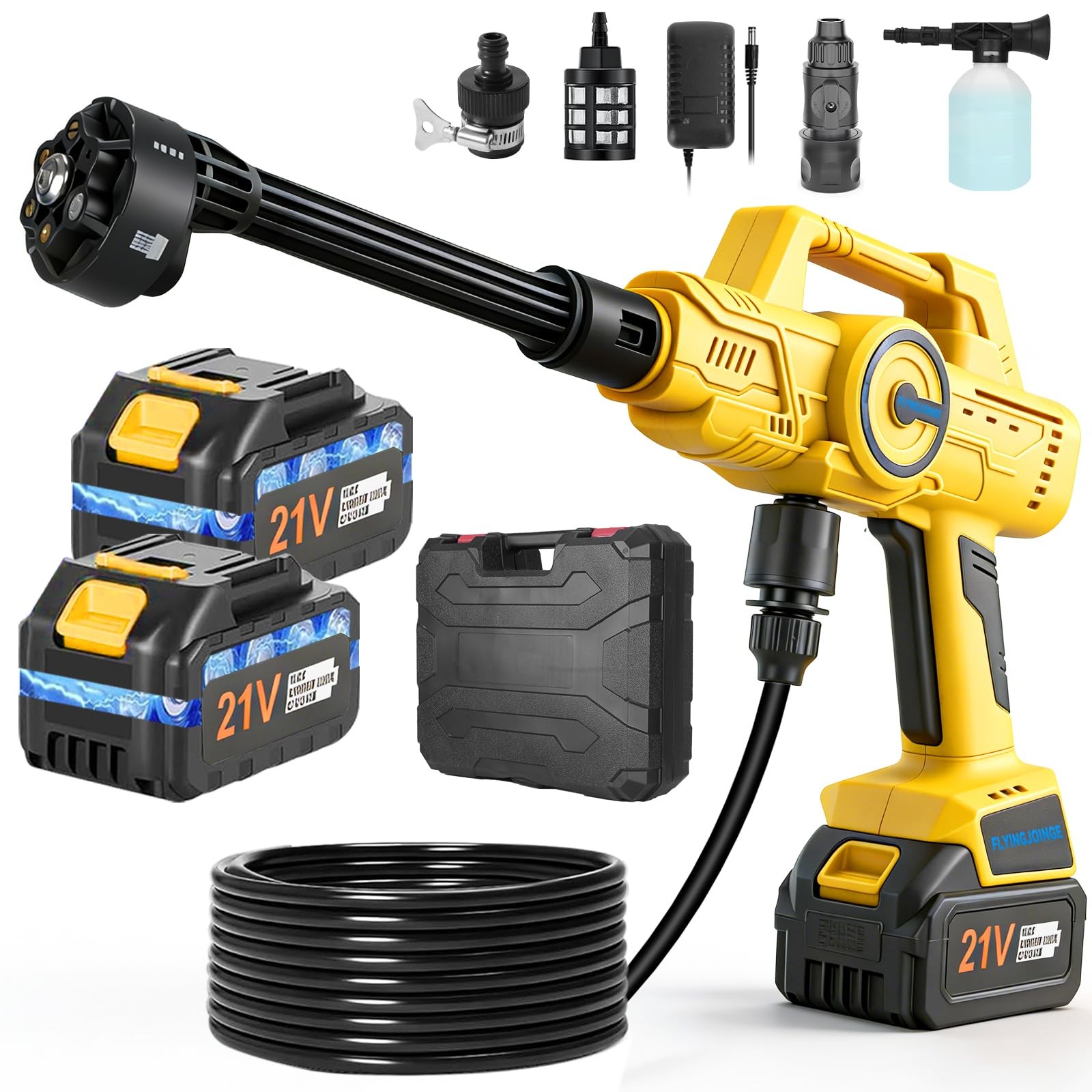 Portable Car Washer ，6-in-1 Nozzle,10 Level,Handheld Car Washer, 16FT Hose, P…