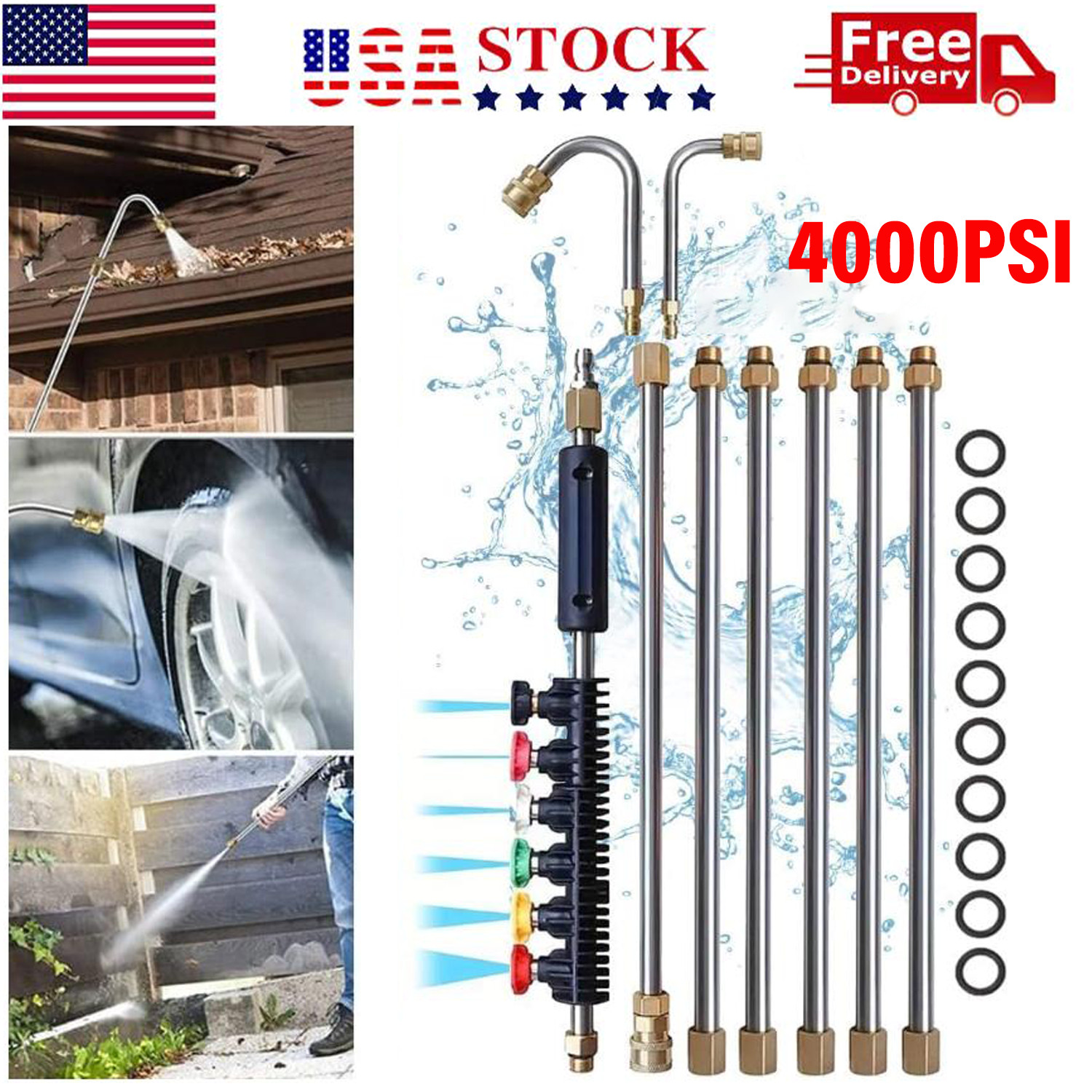 Gutter Cleaning Tools From the Ground Pressure Washer Roof Extension Wand Nozzle