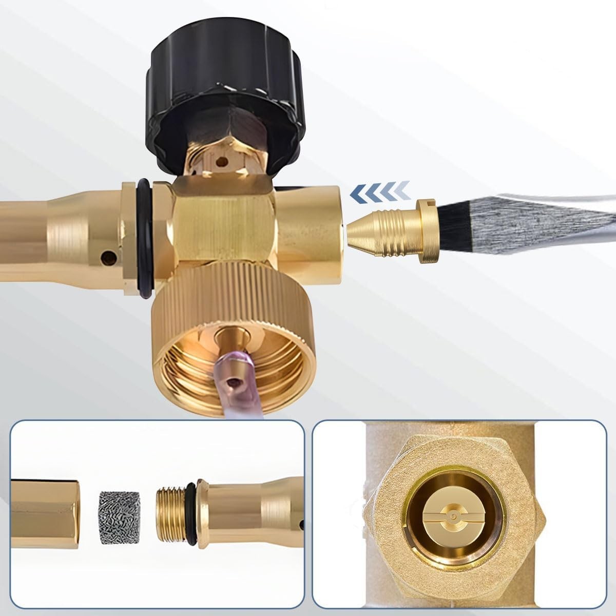 2 Pieces 1.1 mm Orifice Foam Cannon and 2 Pieces Foam Maker, Universal Brass