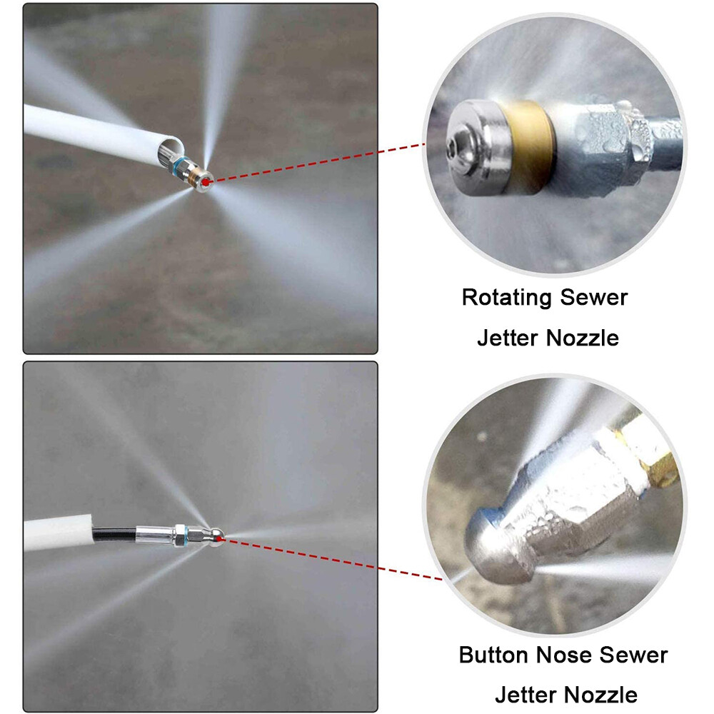 Sewer Jetter Nozzles Kit 100FT Drain Cleaning Hose for Pressure Washer 5800PSI