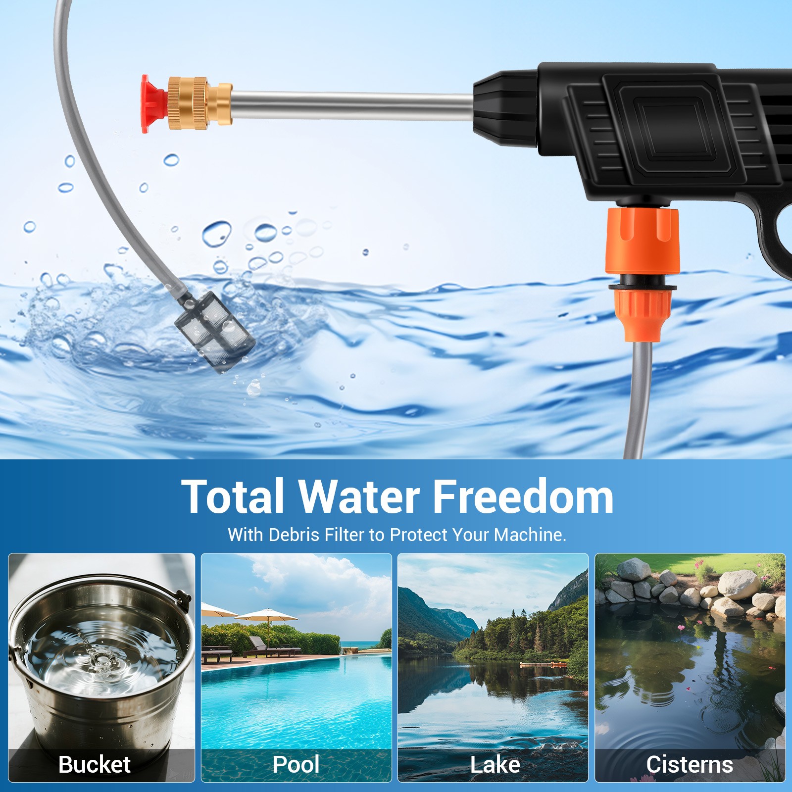 Cordless Pressure Washer Handheld Power Washer with 16.5ft Hose for Car Cleaning