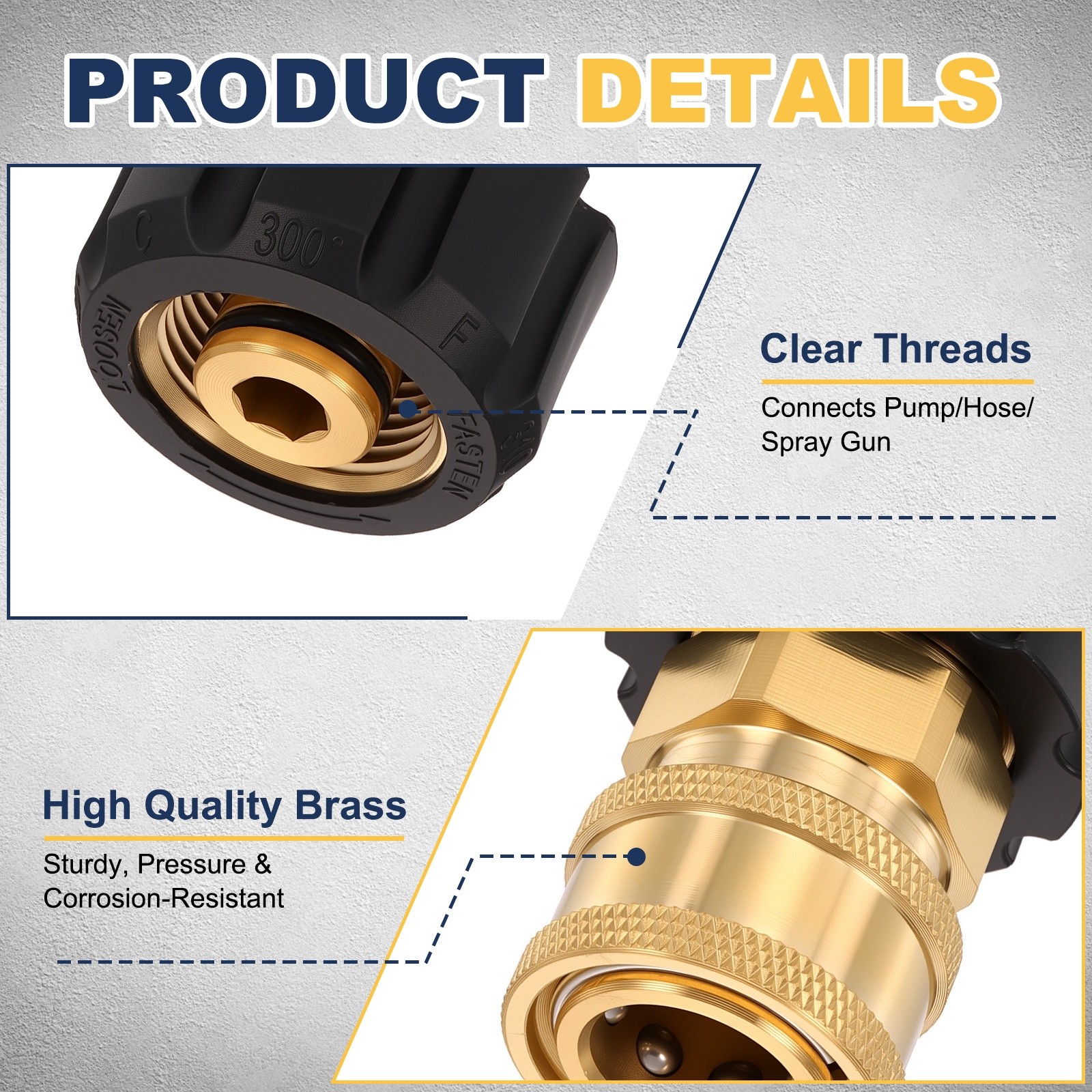 Pressure Washer Adapter M22 14mm Female to 3/8″ Female Quick Plug Brass Fitting