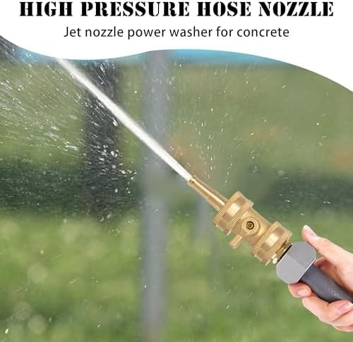 2 Set Heavy Duty Brass Hose Nozzle, Pressure Jet Nozzle with Hose Shutoff Valve,