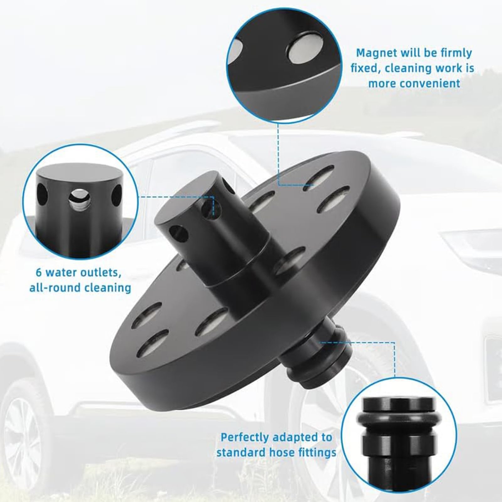 Magnetic Car Undercarriage Cleaner Nozzle for High Pressure Washers and Hoses