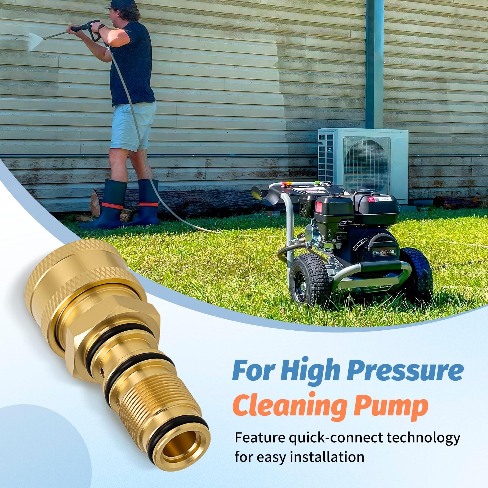 High Pressure Water Outlet Kit for AAA Pressure Washer Pumps, 3/8″ Quick Connect