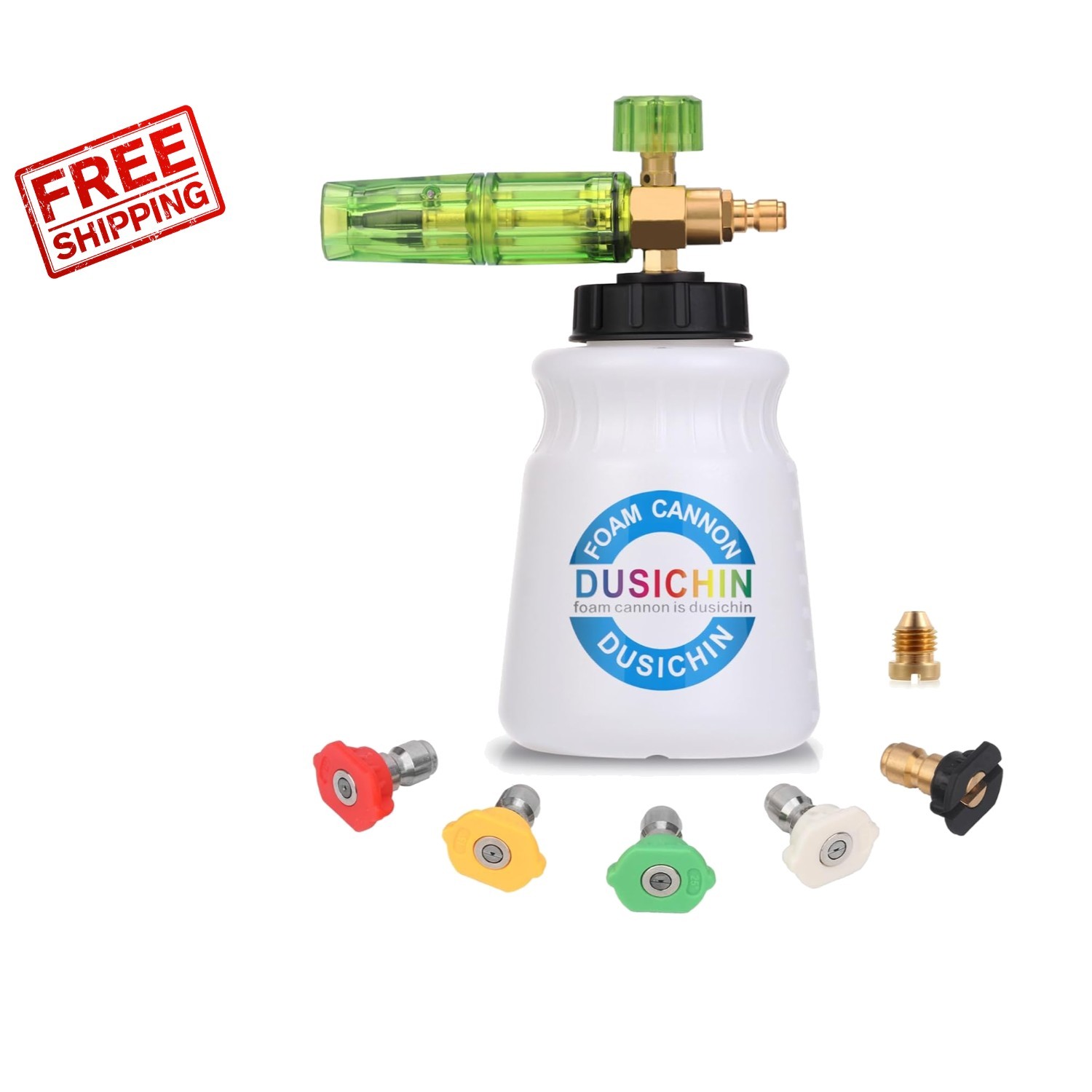 DUS-007 Adjustable Foam Cannon – 5 Nozzles, 30 oz Bottle, Quick Release Fitting