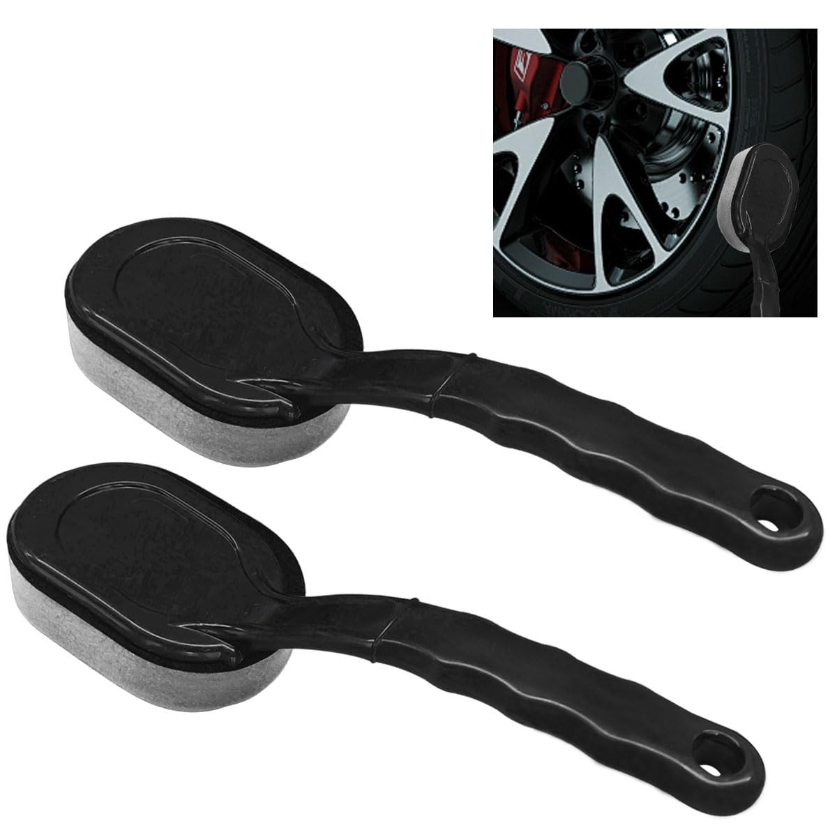 Tire Shine Applicator Brush Car Waxing Sponge Brush with Curved Handle
