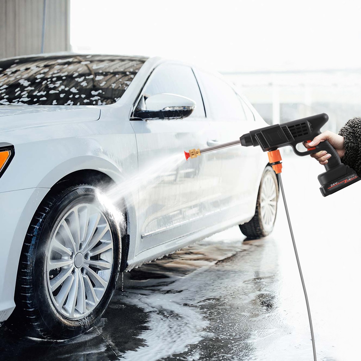 Cordless Pressure Washer Handheld Power Washer with 16.5ft Hose for Car Cleaning
