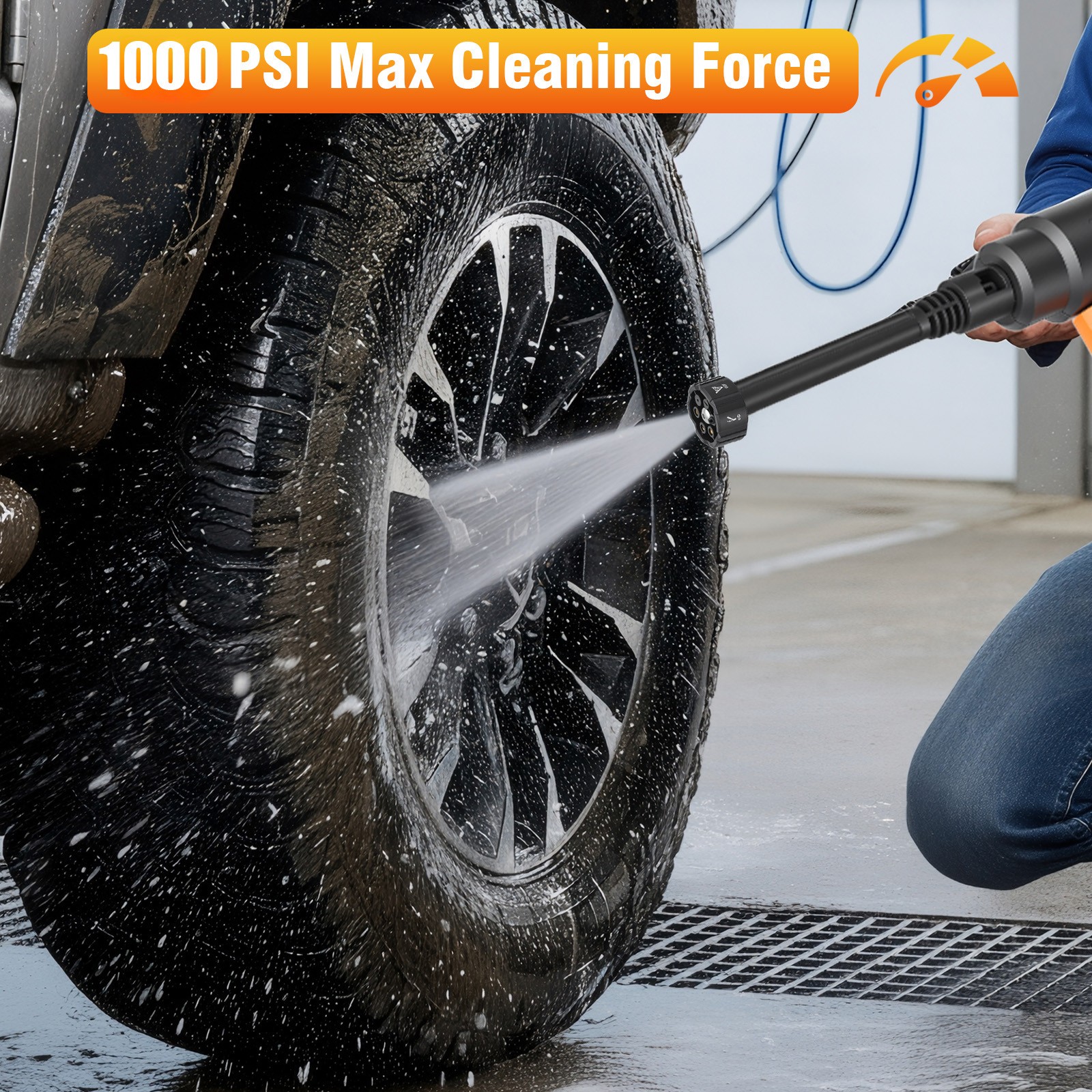 Cordless Electric High Pressure Water Spray Car Gun 1000PSI Portable Washer Gun