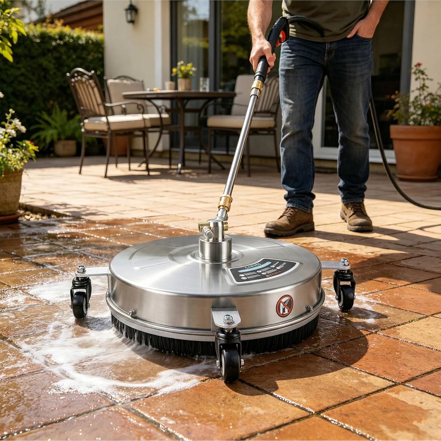 18″ 4000PSI Pressure Washer Surface Cleaner w/ 2 Wands & 4 Wheels Quick Connect