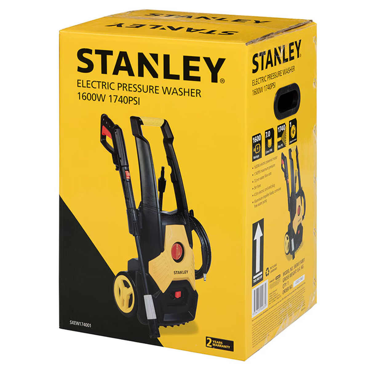 Stanley 1600W Pressure Washer 1740PSI SXEW174001 7L/min 5m Hose