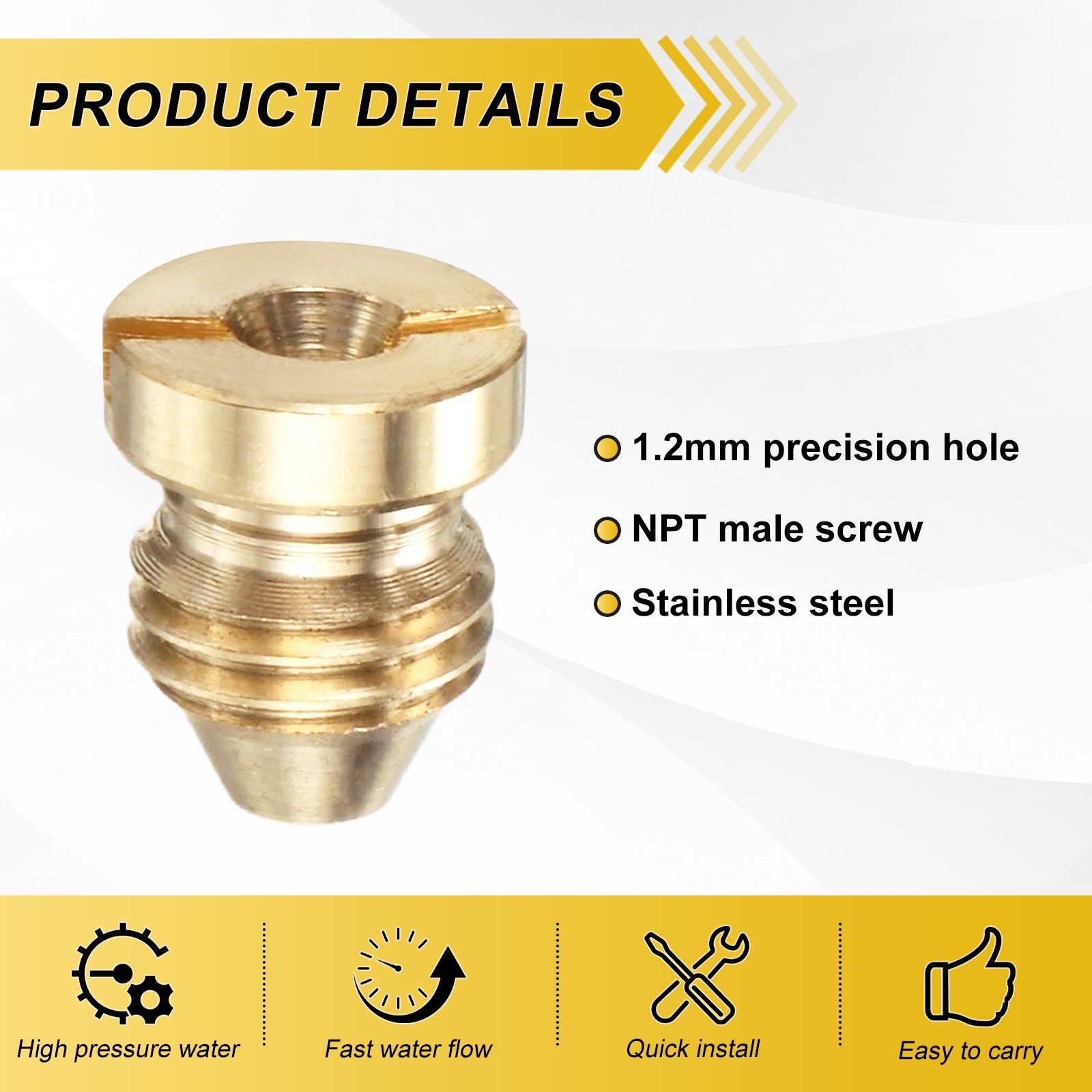 1-Set 1.2mm Copper Orifice Foam Cannon Nozzle and Three Layer Foam Maker Meshes