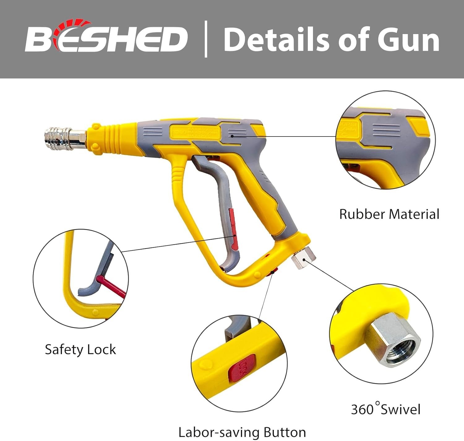 5000 PSI Short Pressure Washer Gun with Quick Connects for Efficient Cleaning