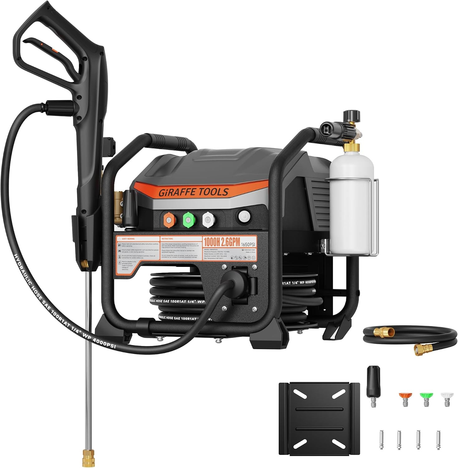 Crossfalls Retractable Pressure Washer Ultra, Max 2.6GPM 1650PSI with Brushless