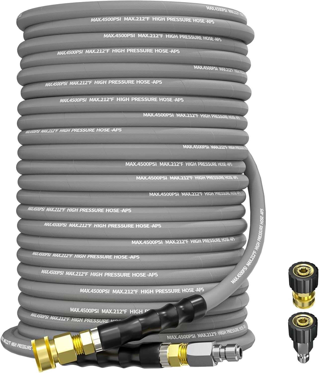 125FT 3/8″ Pressure Washer Hose 4500PSI 2-Braid Hot Water Hose Swivel QC Adapter