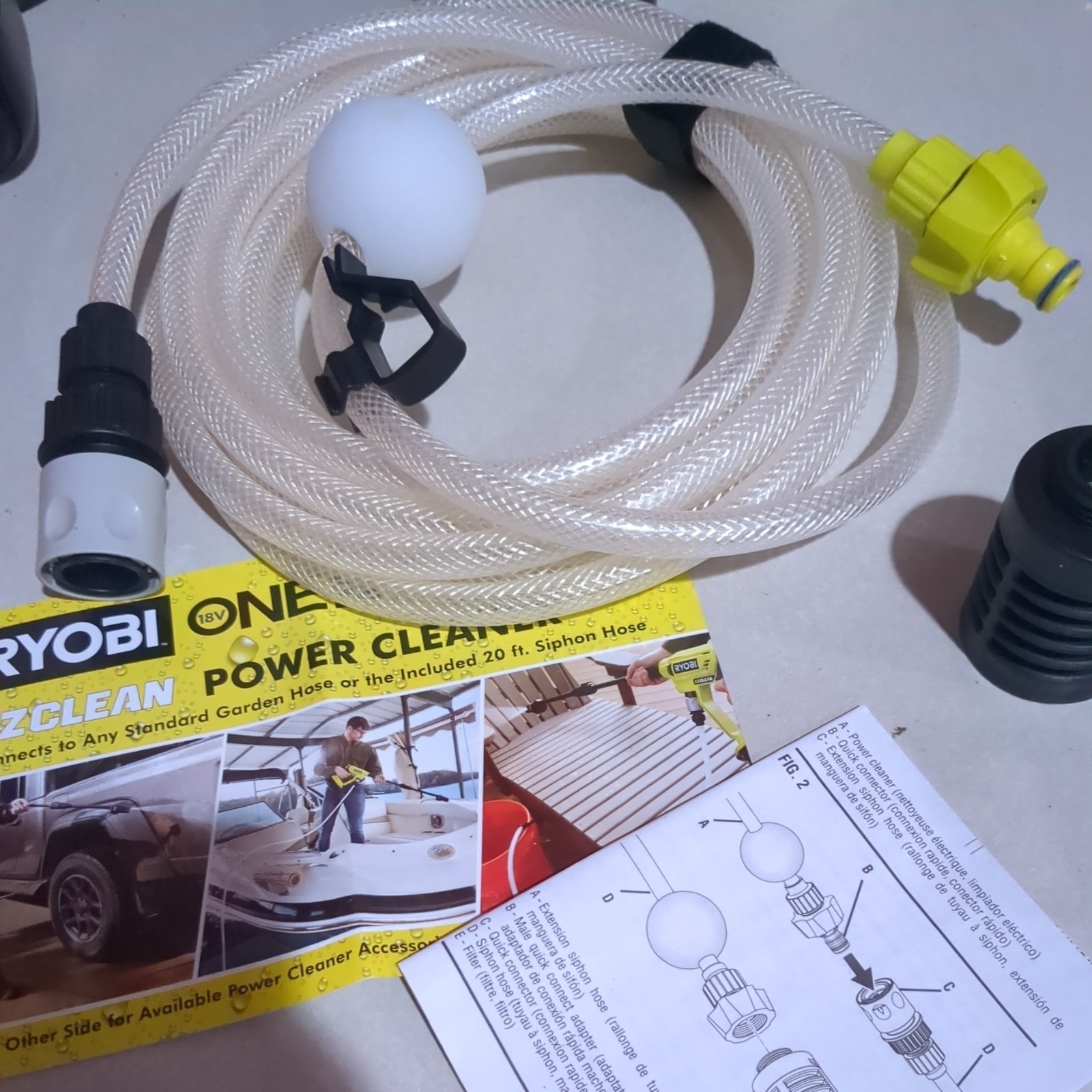 RYOBI EZClean Power Cleaner 20 ft Siphon Extension Hose Pressure Washer RY3112EH
