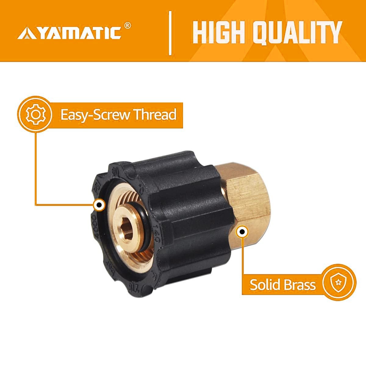 YAMATIC Pressure Washer Adapter, M22-14mm Female Thread to 1/4 Inch Female