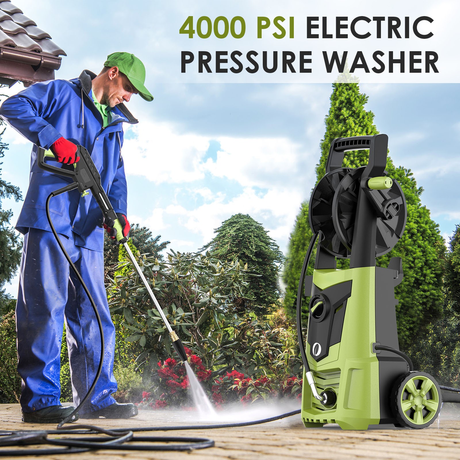 4000 PSI Electric Pressure Washer Powerful Cleaning Machine For Car Patio Metal