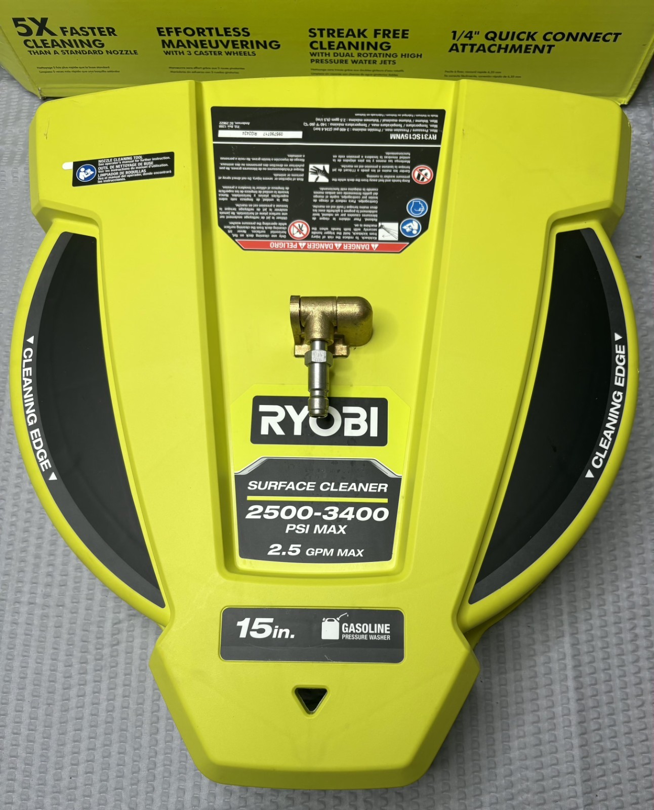 RY31SC15, Ryobi 15 in. 3400 PSI Pressure Washer Surface Cleaner with Wheels