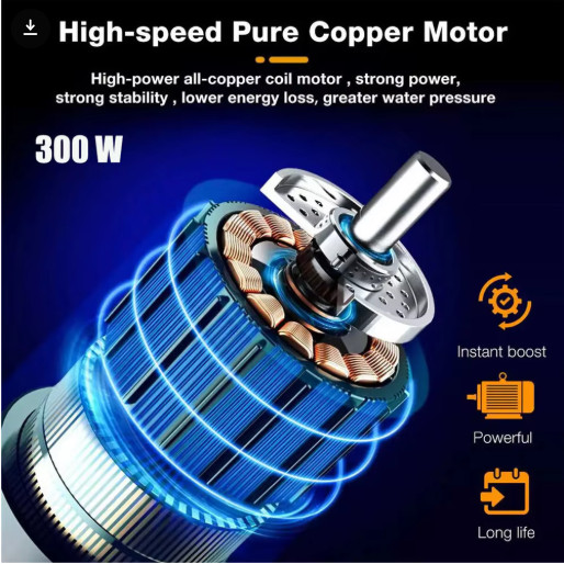 Cordless Pressure Washer 300W 30Bar 12000mAh Car Wash Gun Foam Cleaner Kit
