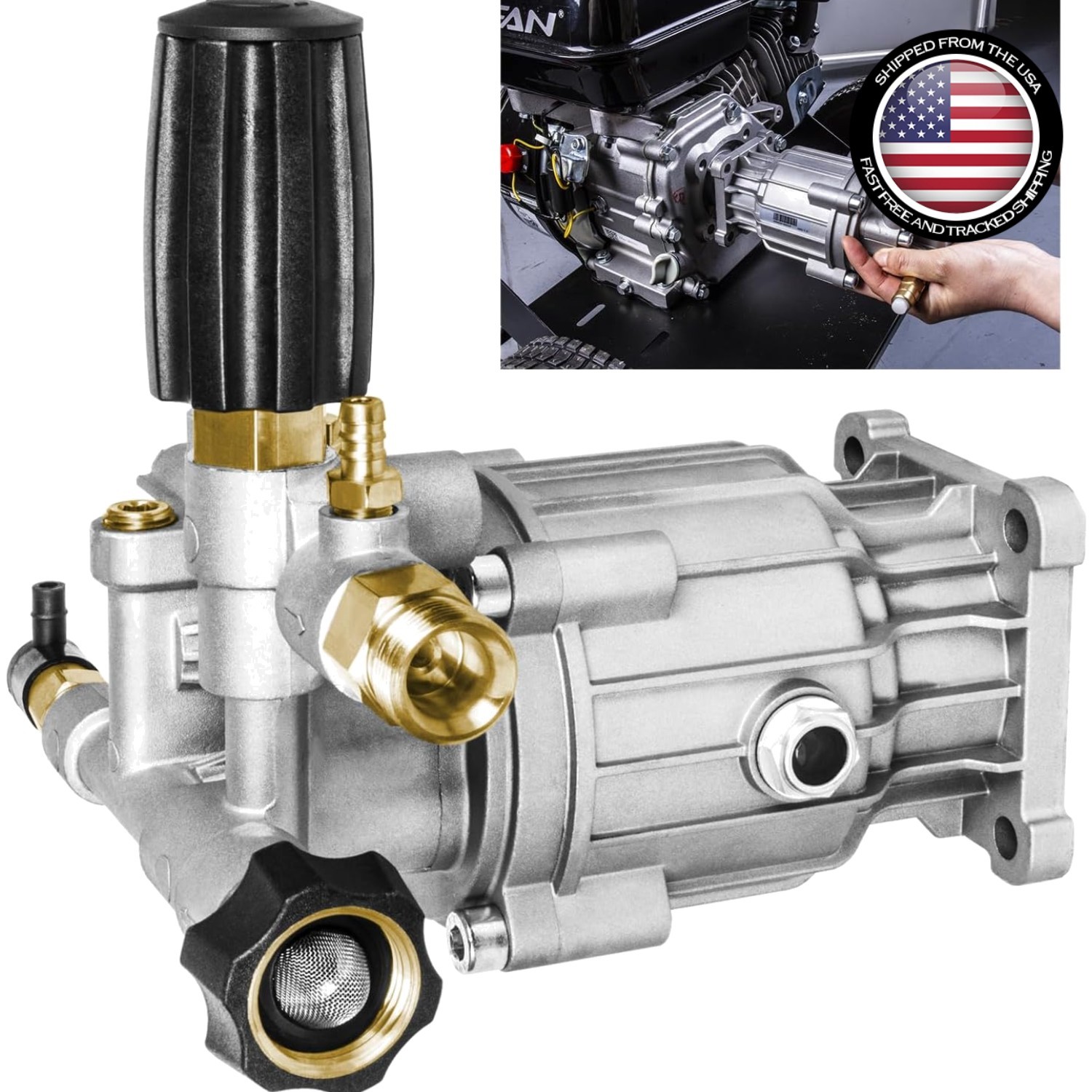 Pressure Washer Pump 3400 PSI 2.5 GPM 3/4 Shaft Aluminum Brass Replacement fo…
