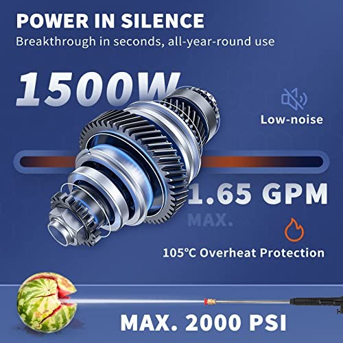Electric Pressure 2000 PSI, Max 1.65 GPM Power w/ 30 Washer 1.65GPM，with reel