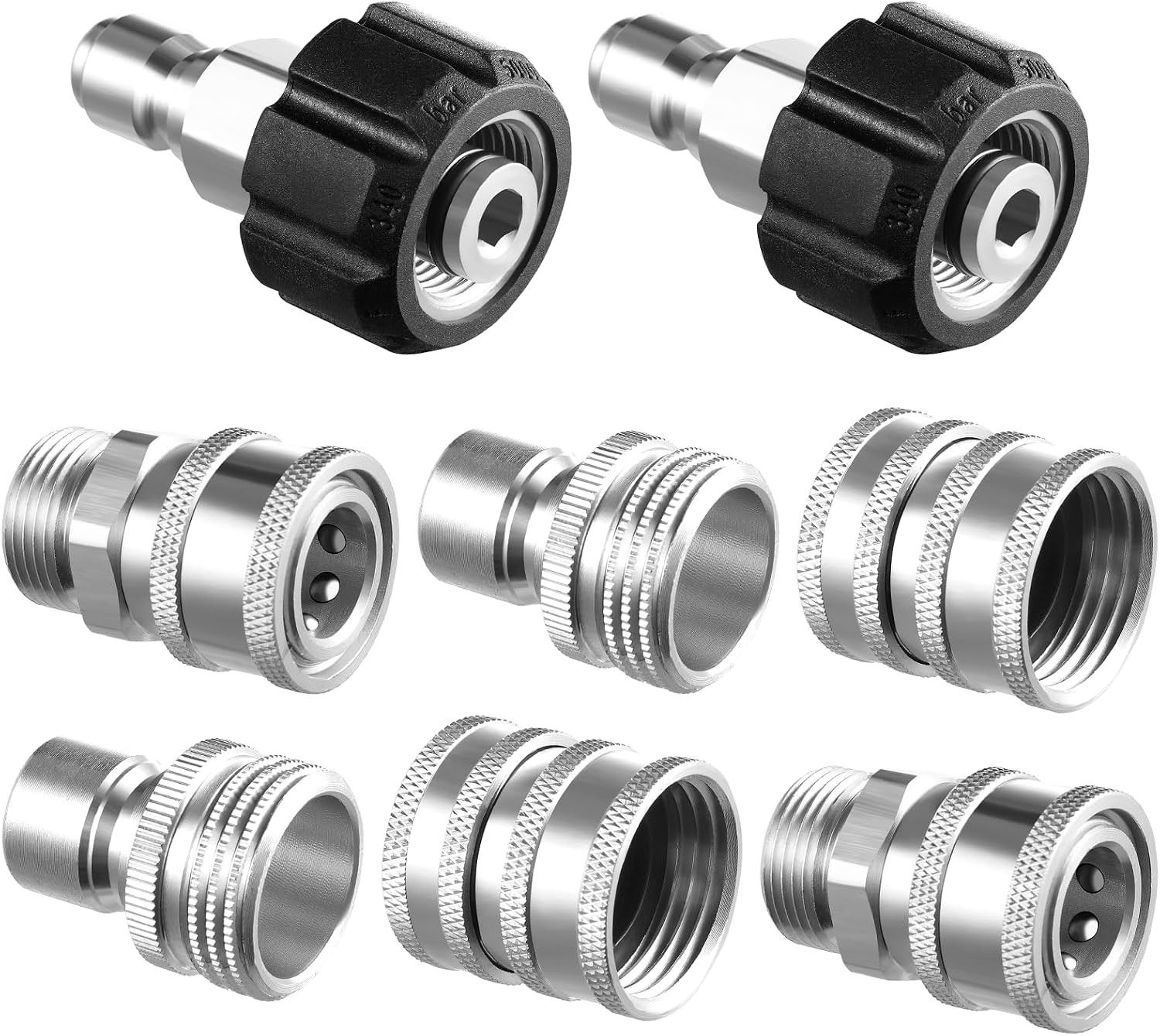 Pressure Washer Adapter Set M22 14mm 3/8″ Quick Connect Kit 8PCS Stainless