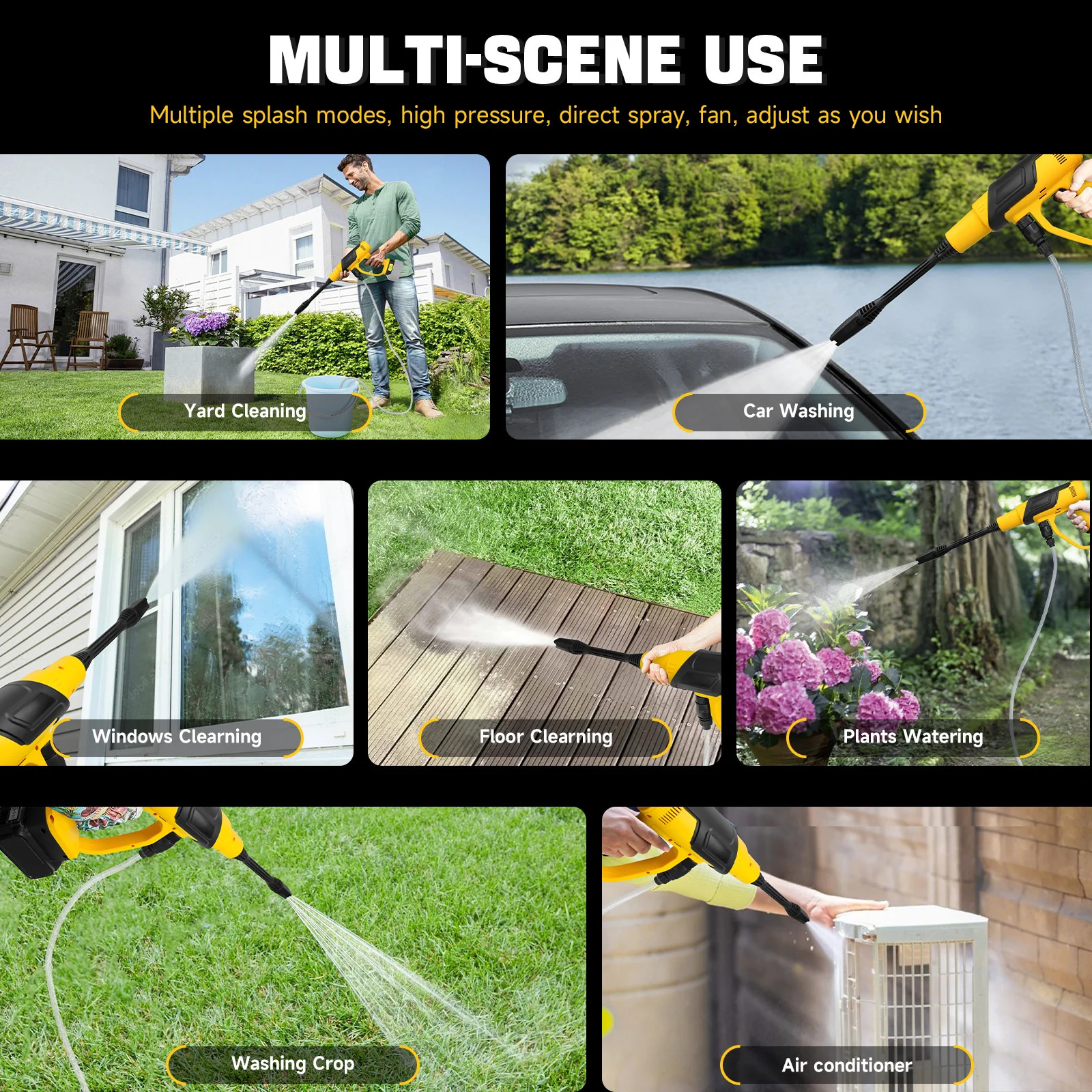 Cordless Pressure Washer 380W Brushless Portable High-Pressure Car Washer Gun 65