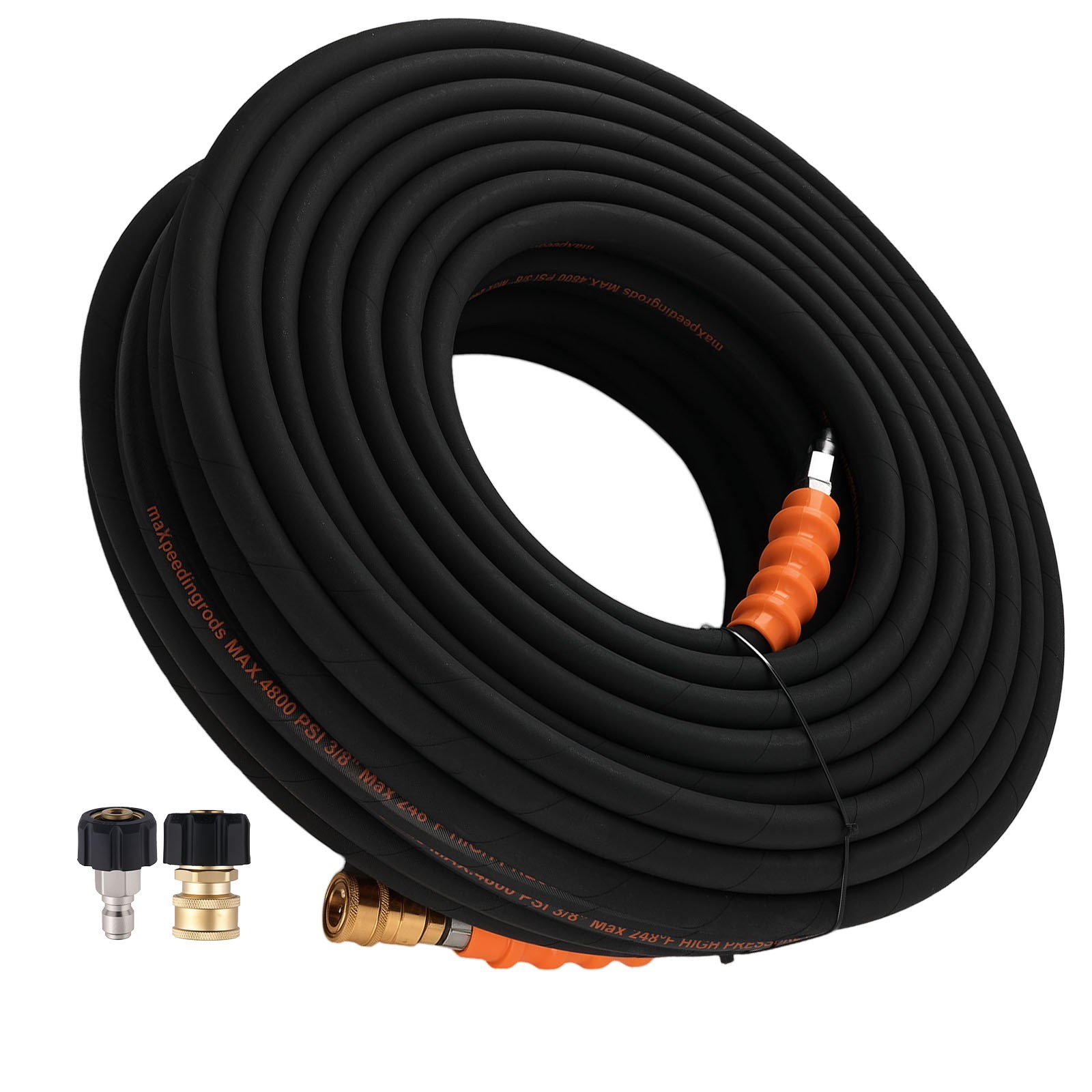 150Feet Pressure Washer Hose 3/8″ M22-14mm Adapter 4800PSI Steel Wire Braid New